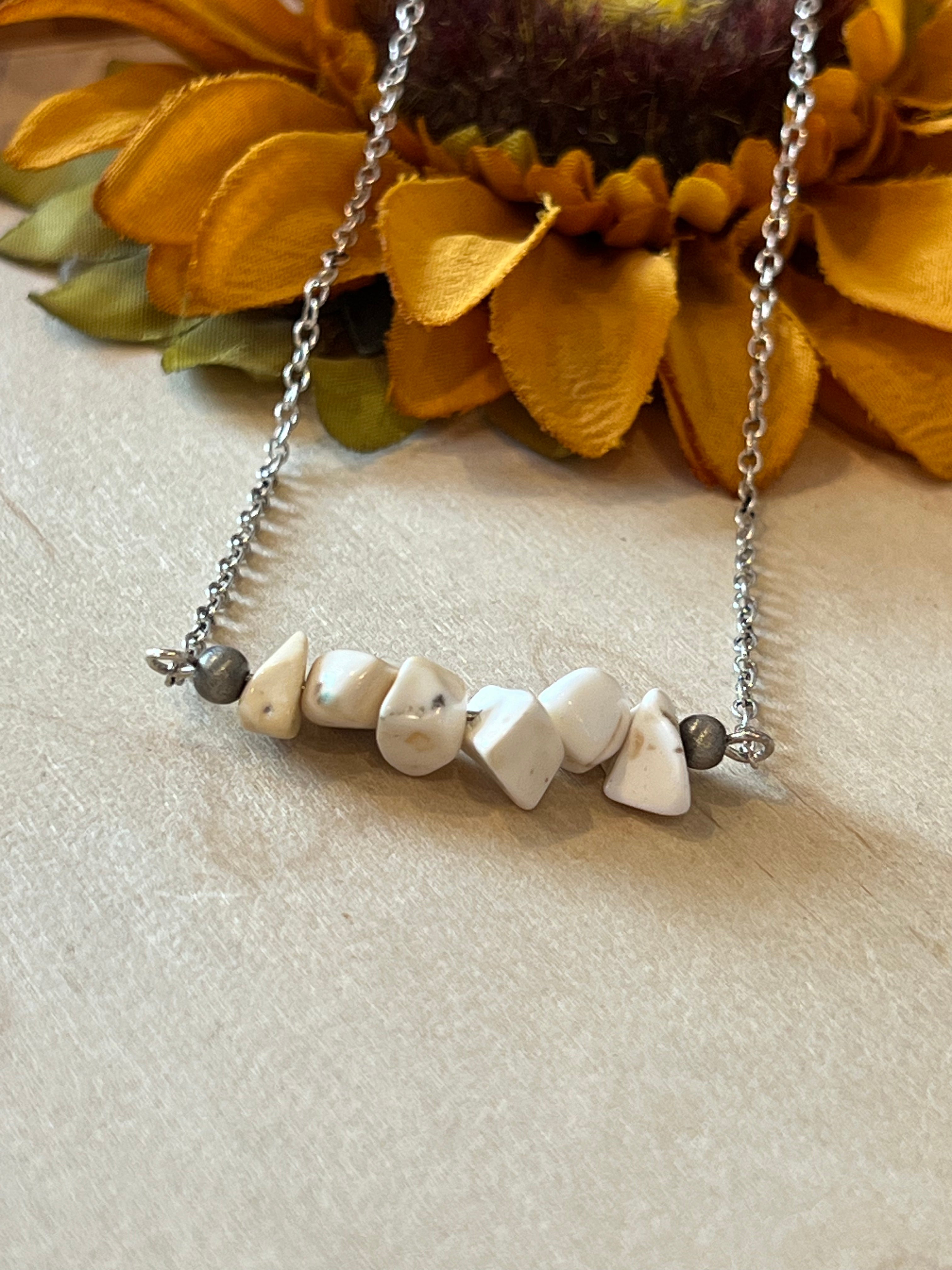 White Chip Cluster Necklace