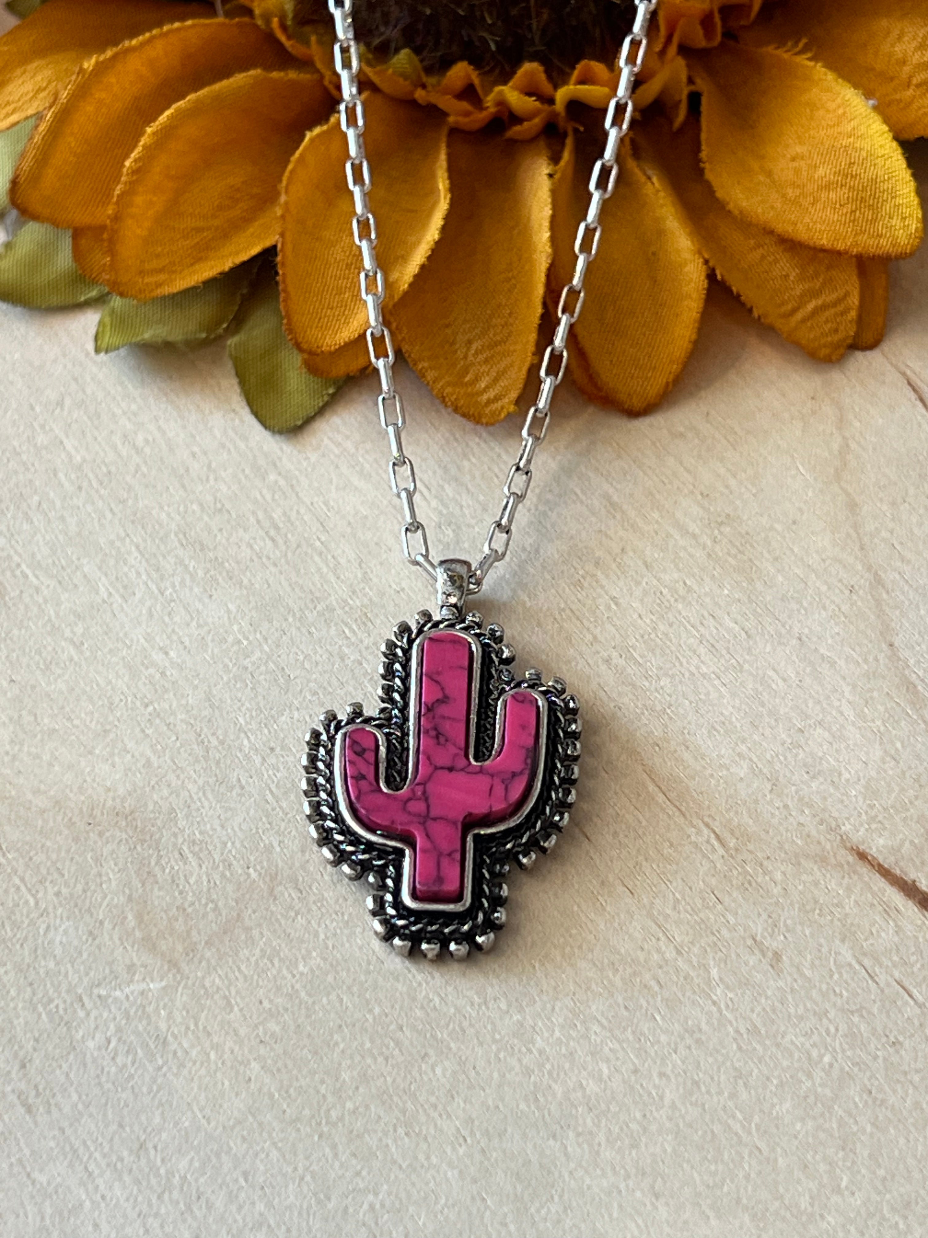 Pink Cactus Necklace