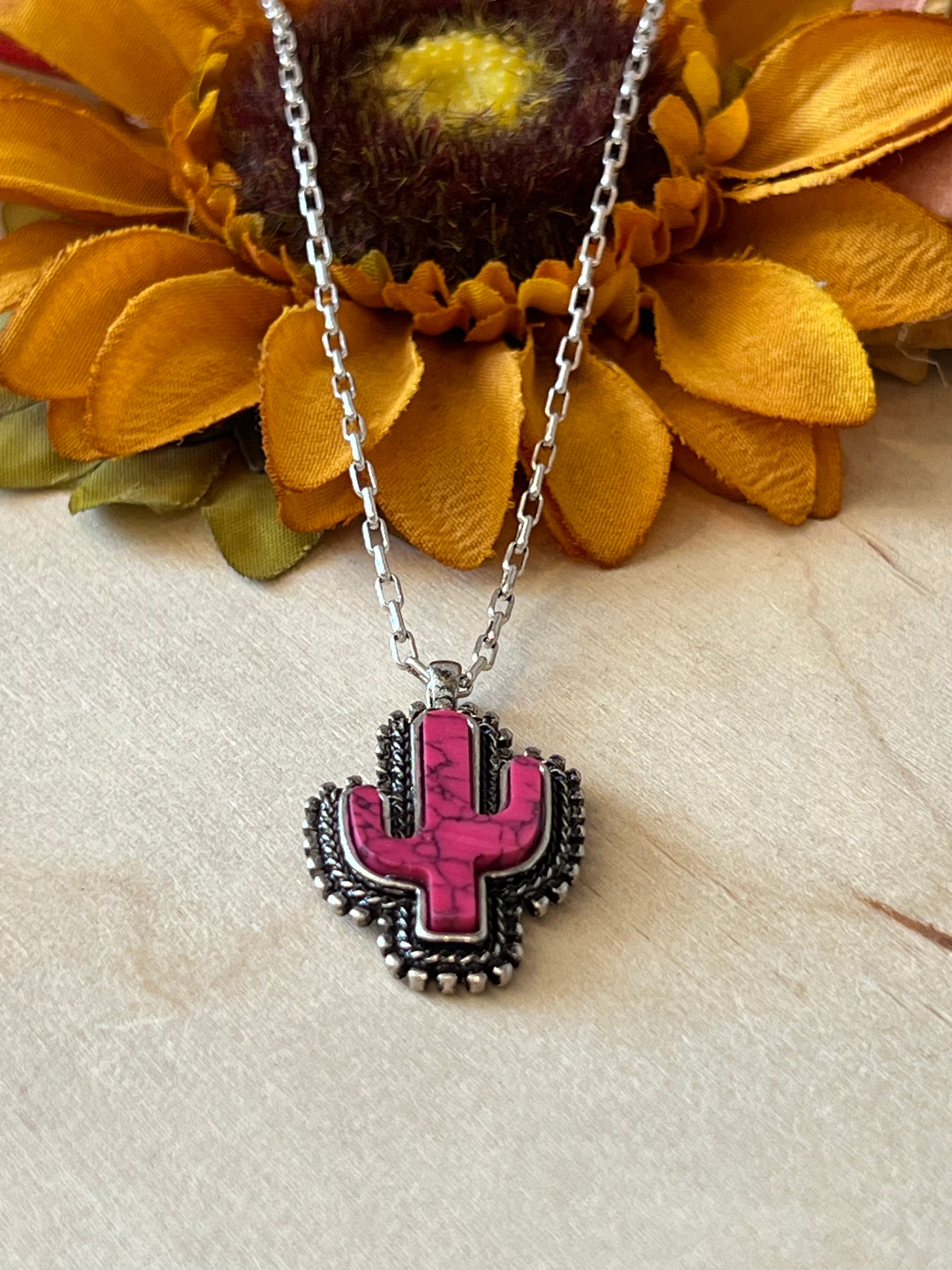 Pink Cactus Necklace