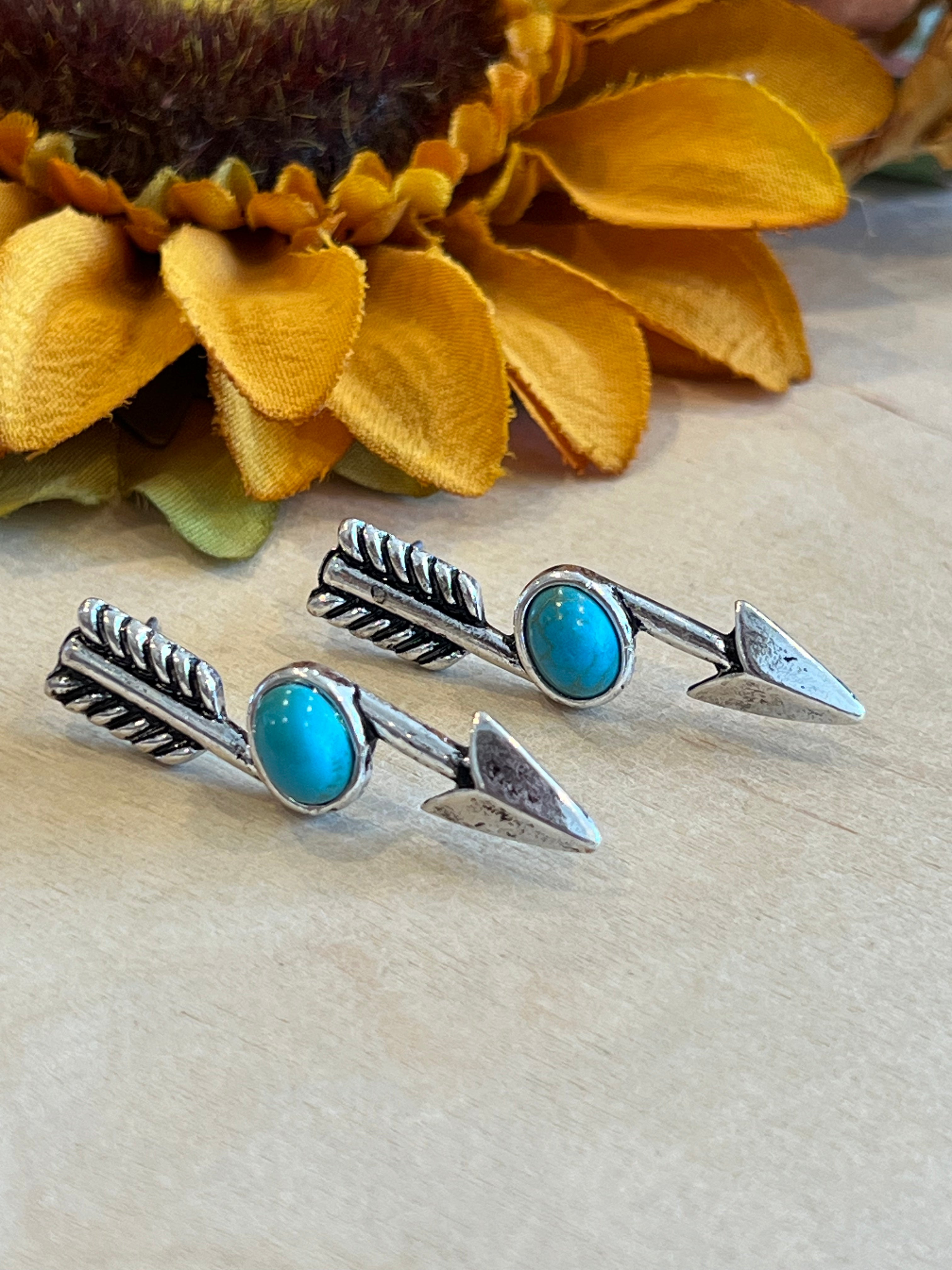 Stone Arrow Stud Earrings