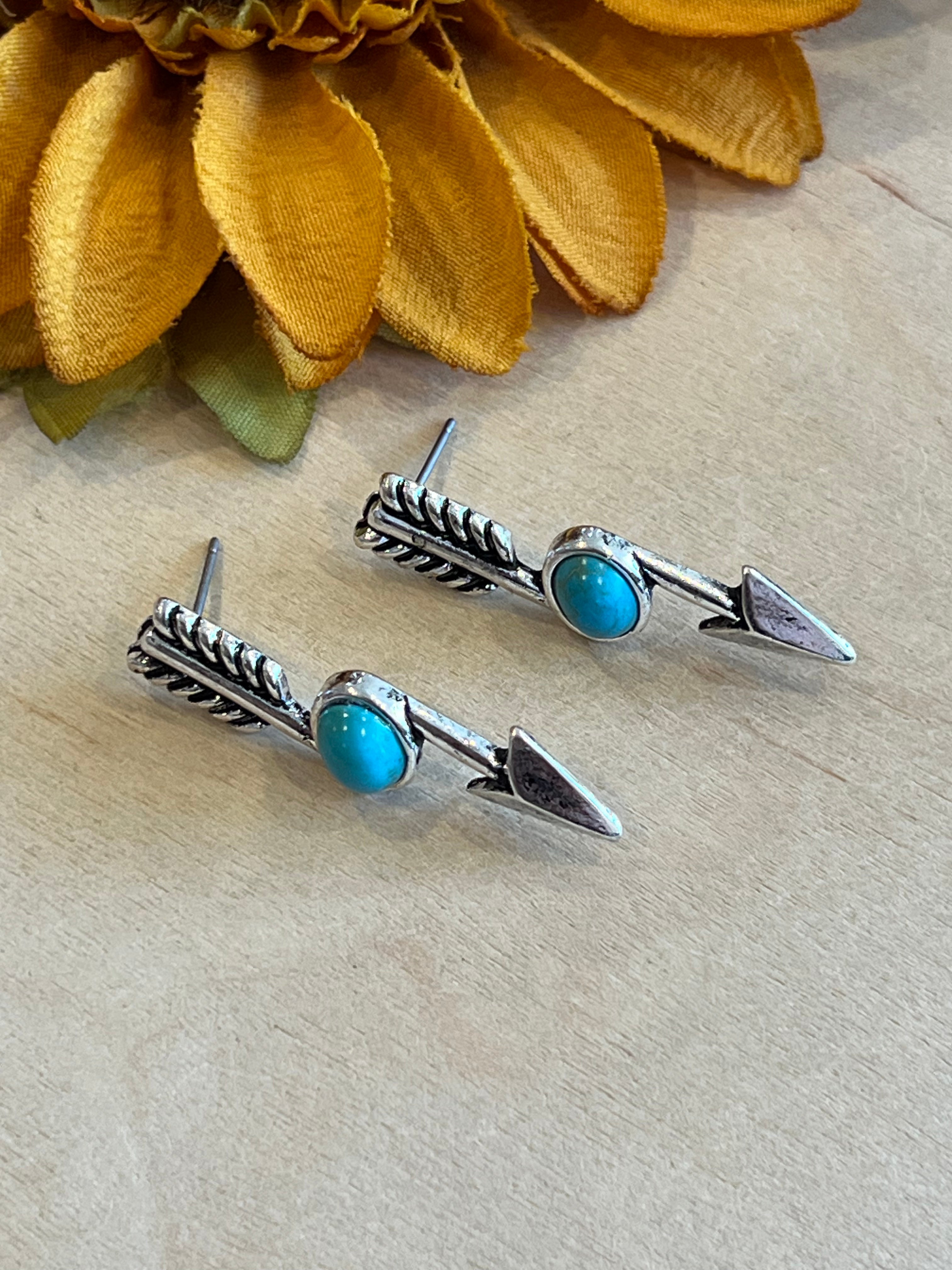 Stone Arrow Stud Earrings