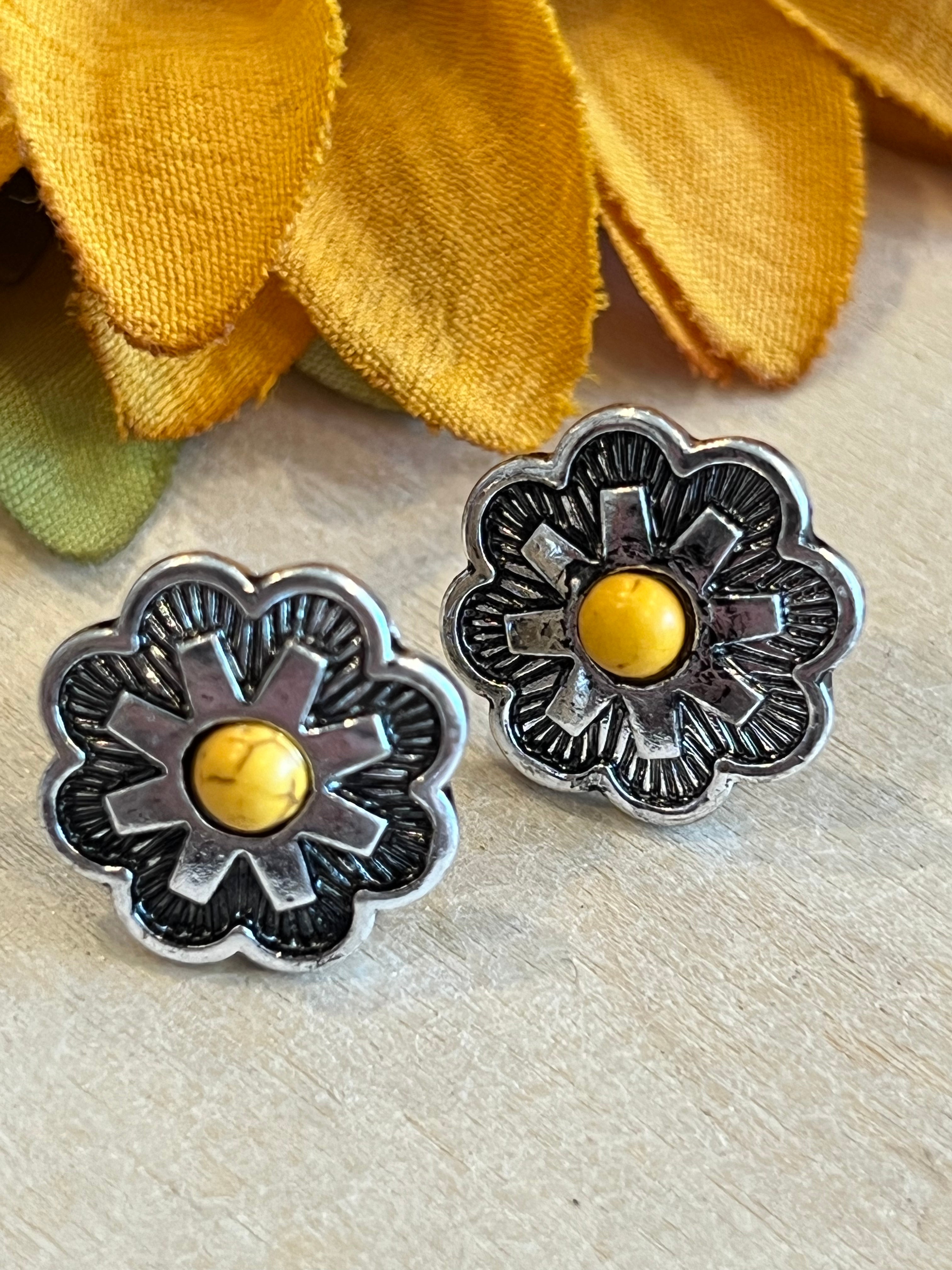 Golden Flower Stud Earrings