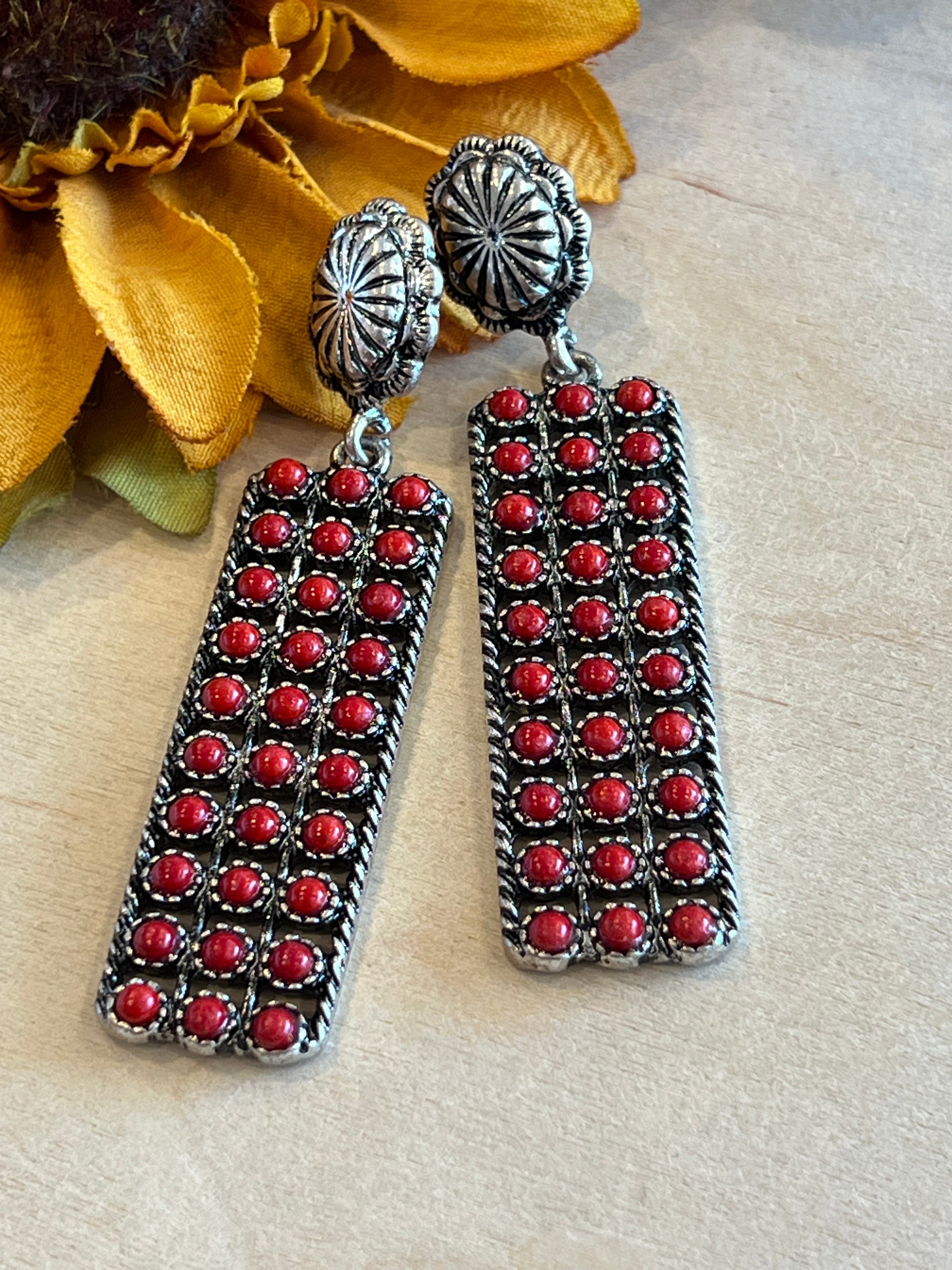 Red Rows Earrings