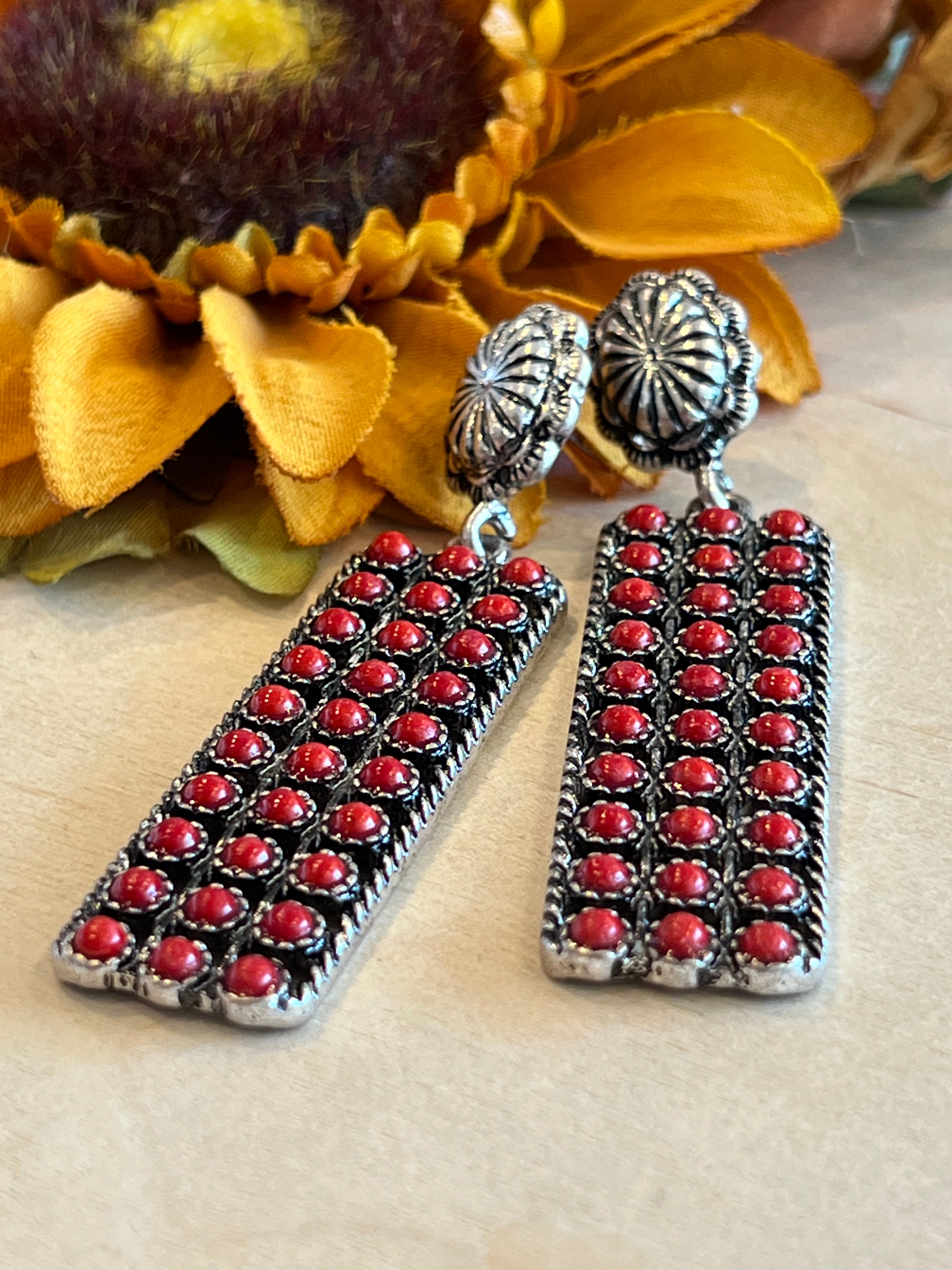 Red Rows Earrings