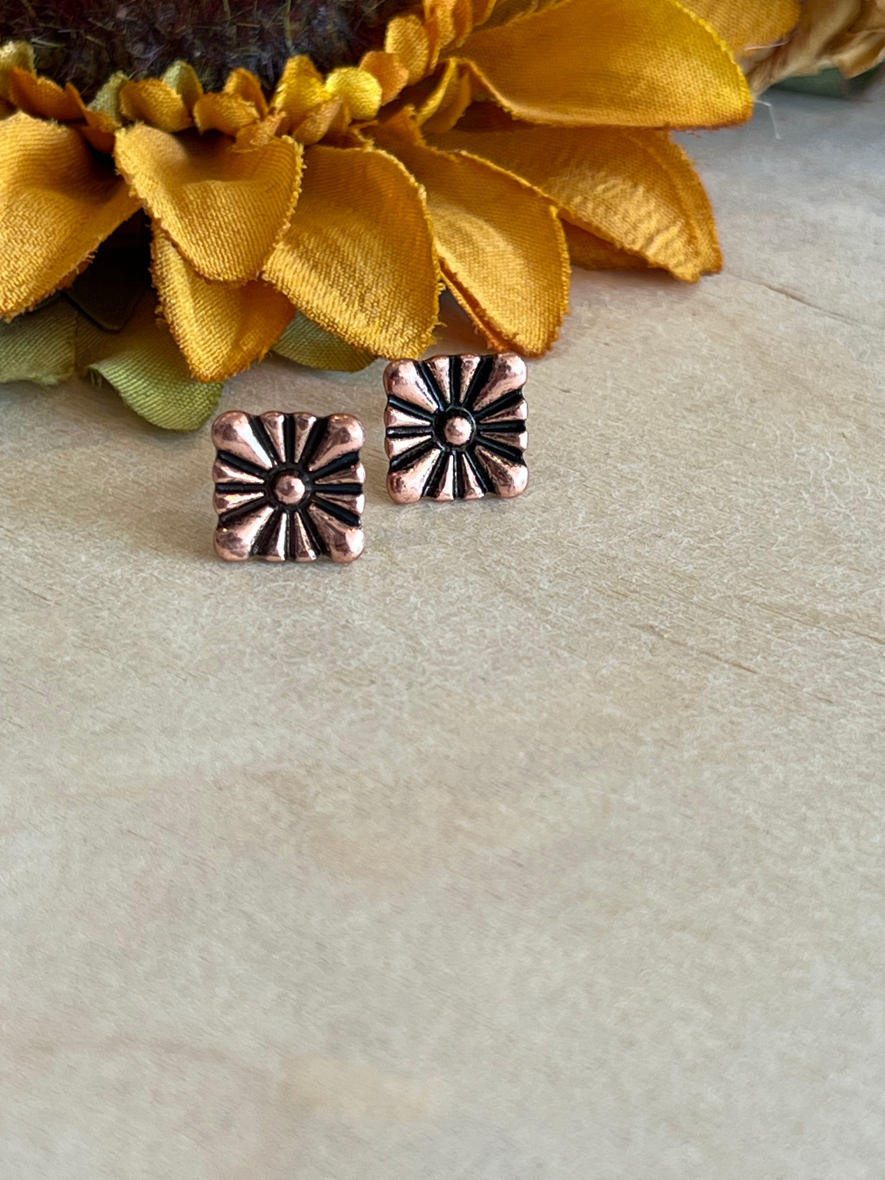 Copper Square Earrings