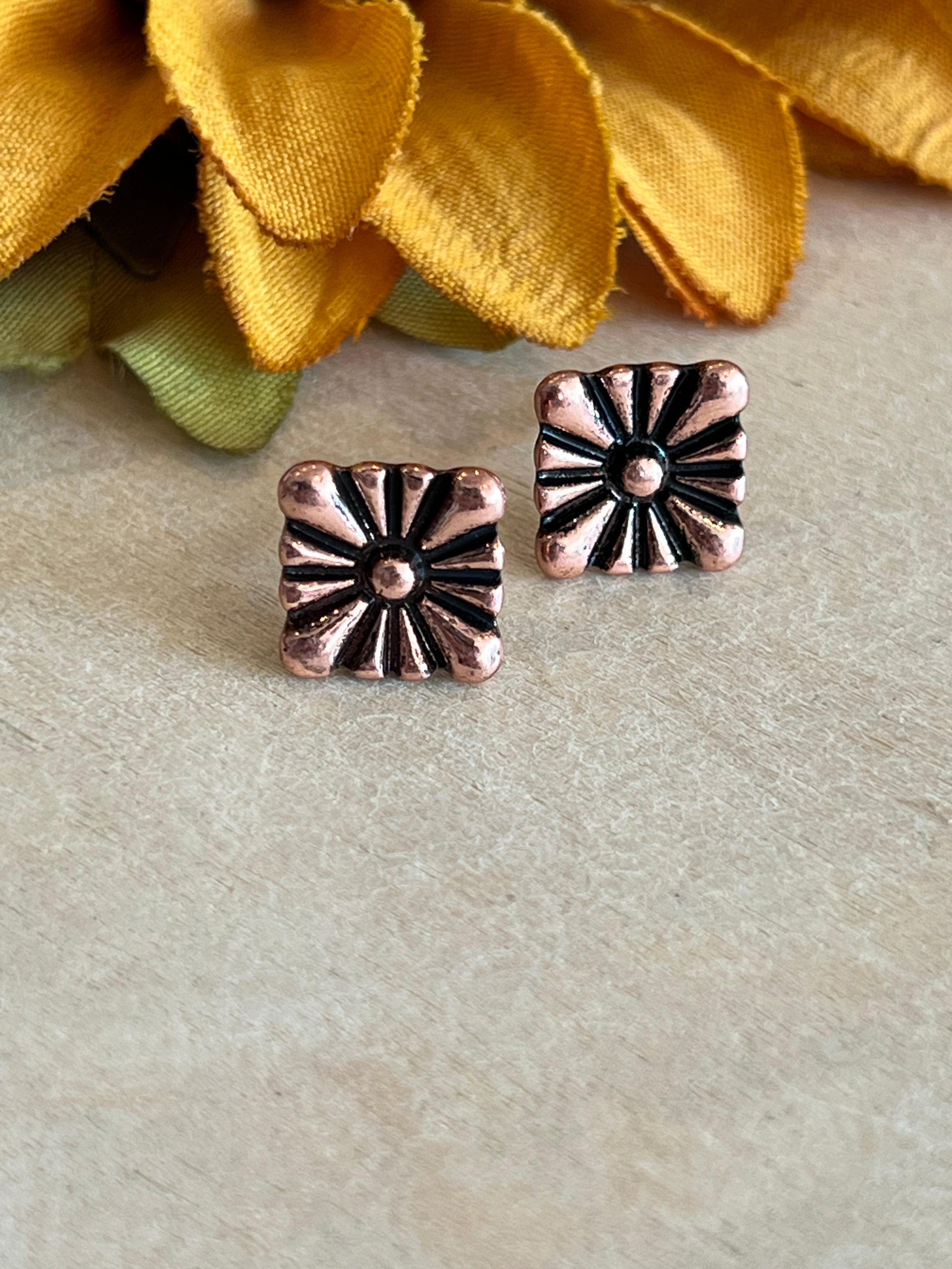 Copper Square Earrings