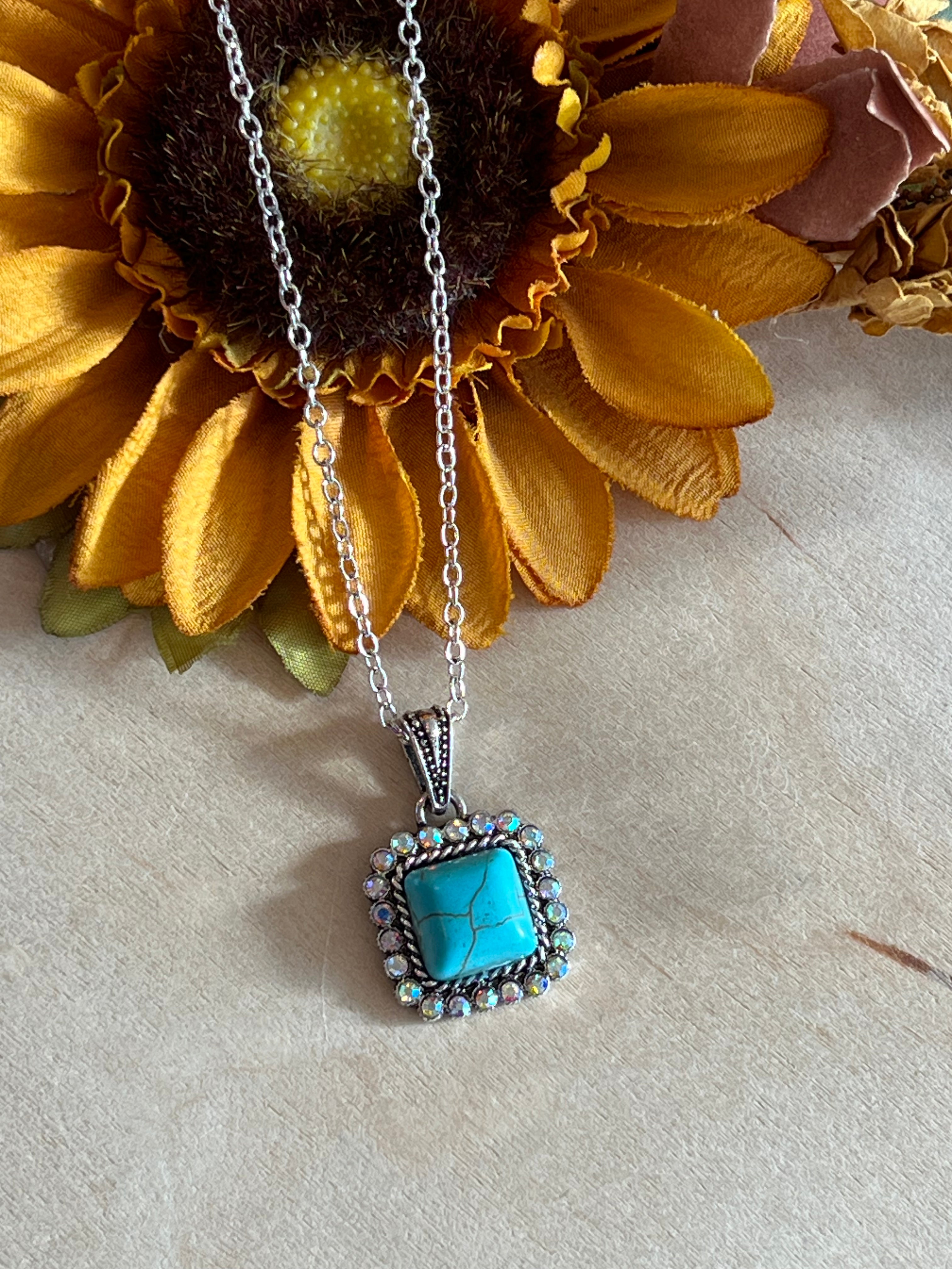 Sparkly Square Necklace