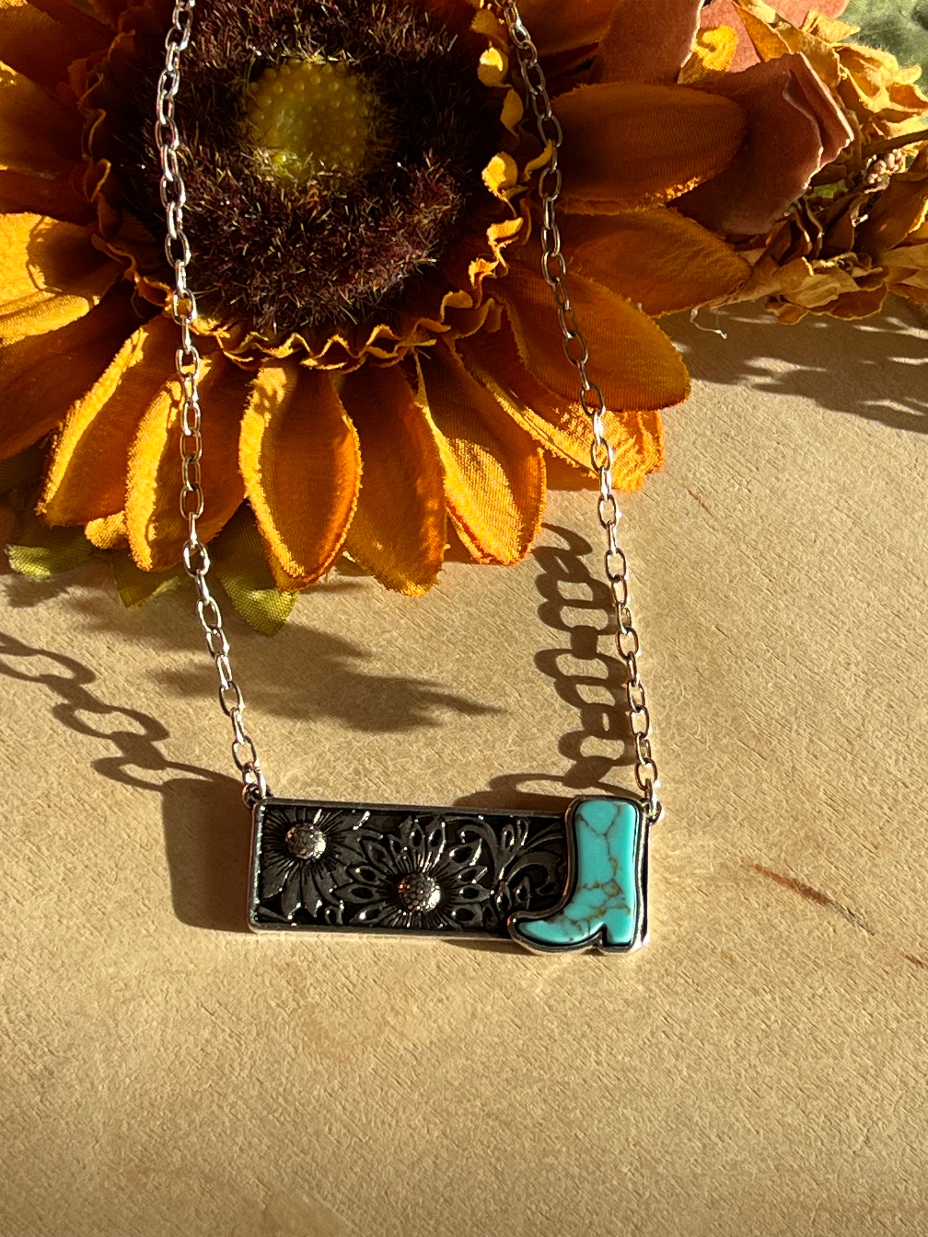 Sunflower Boot Necklace