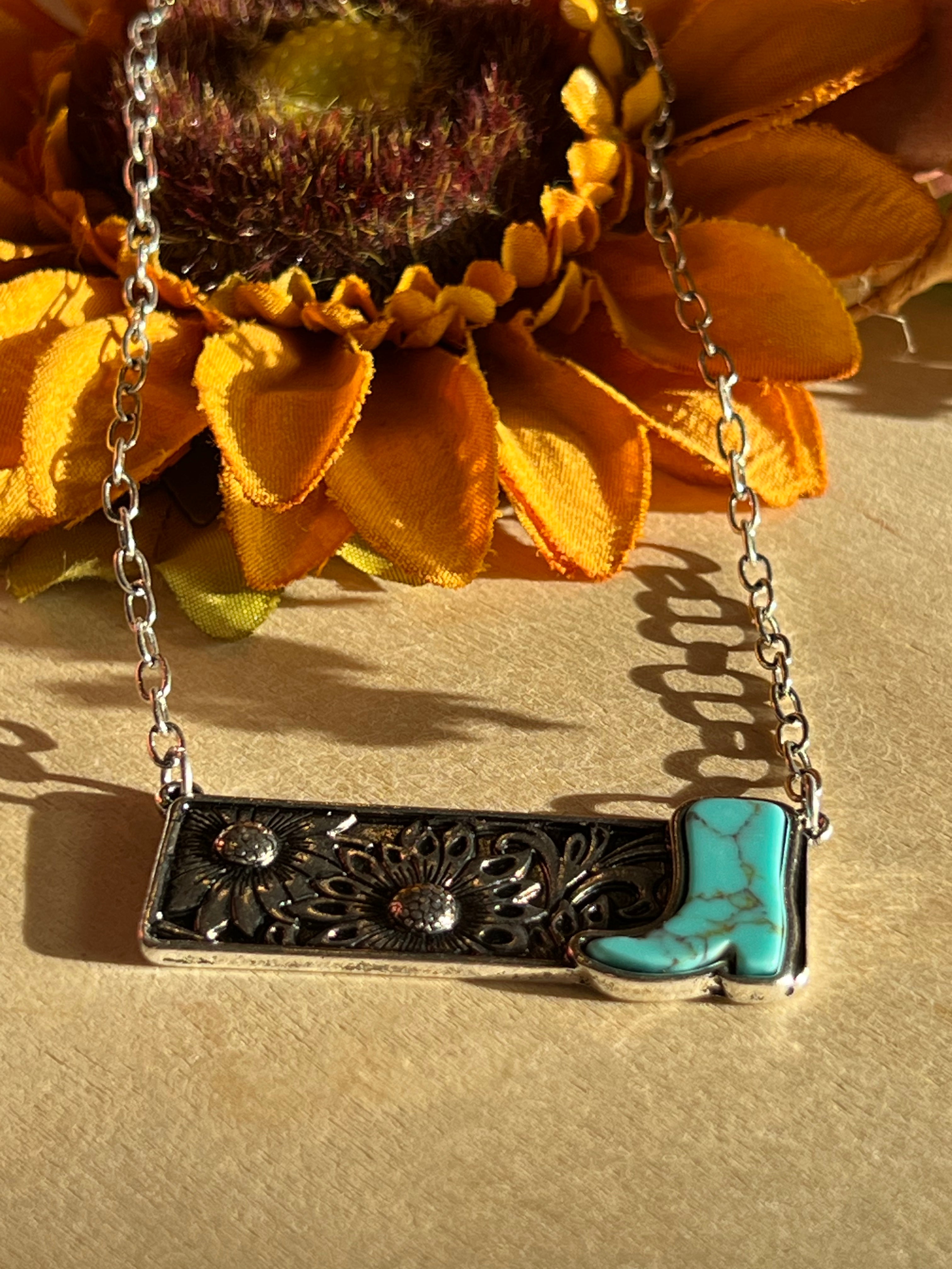 Sunflower Boot Necklace