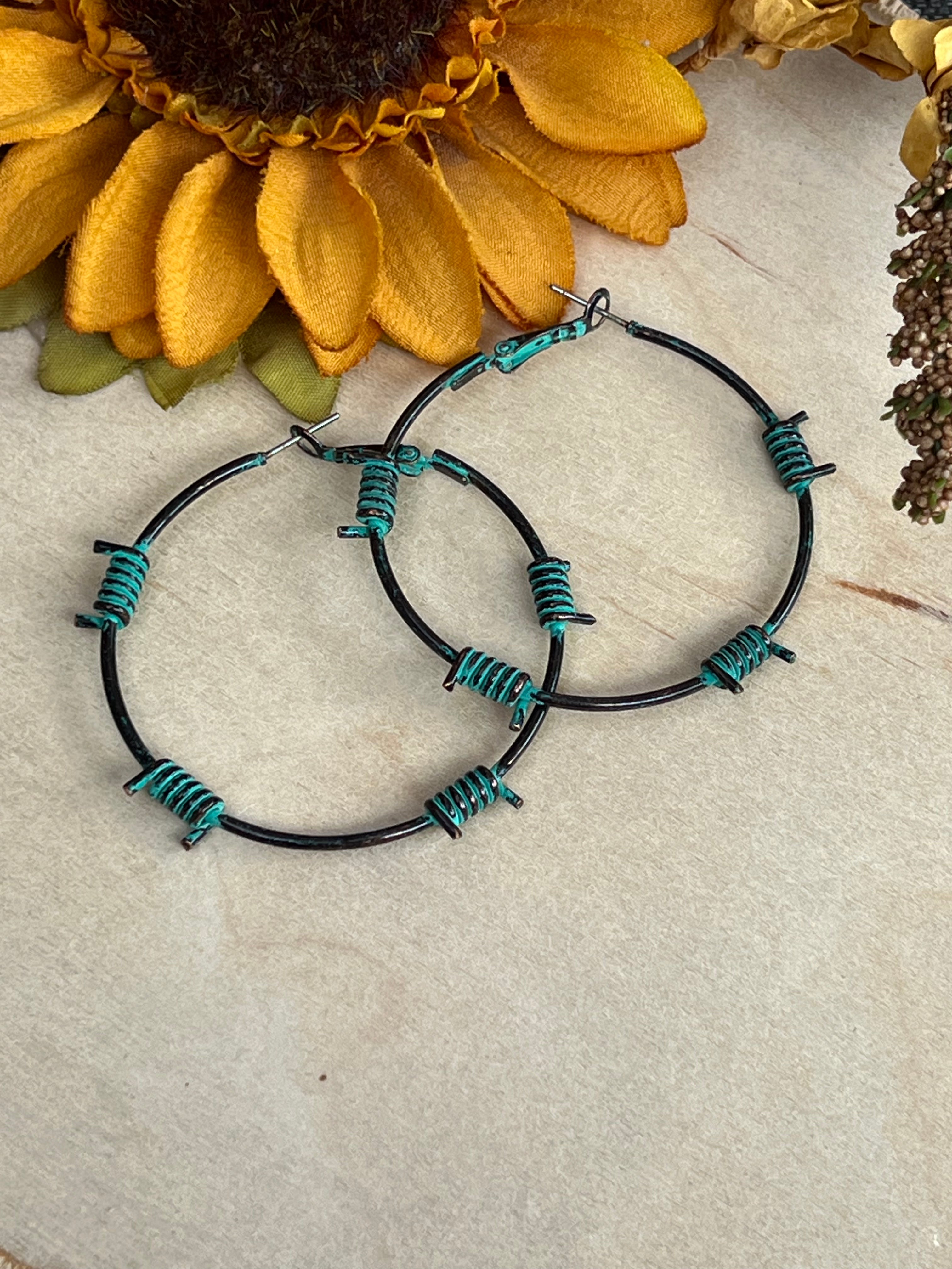 Patina Barb Hoops