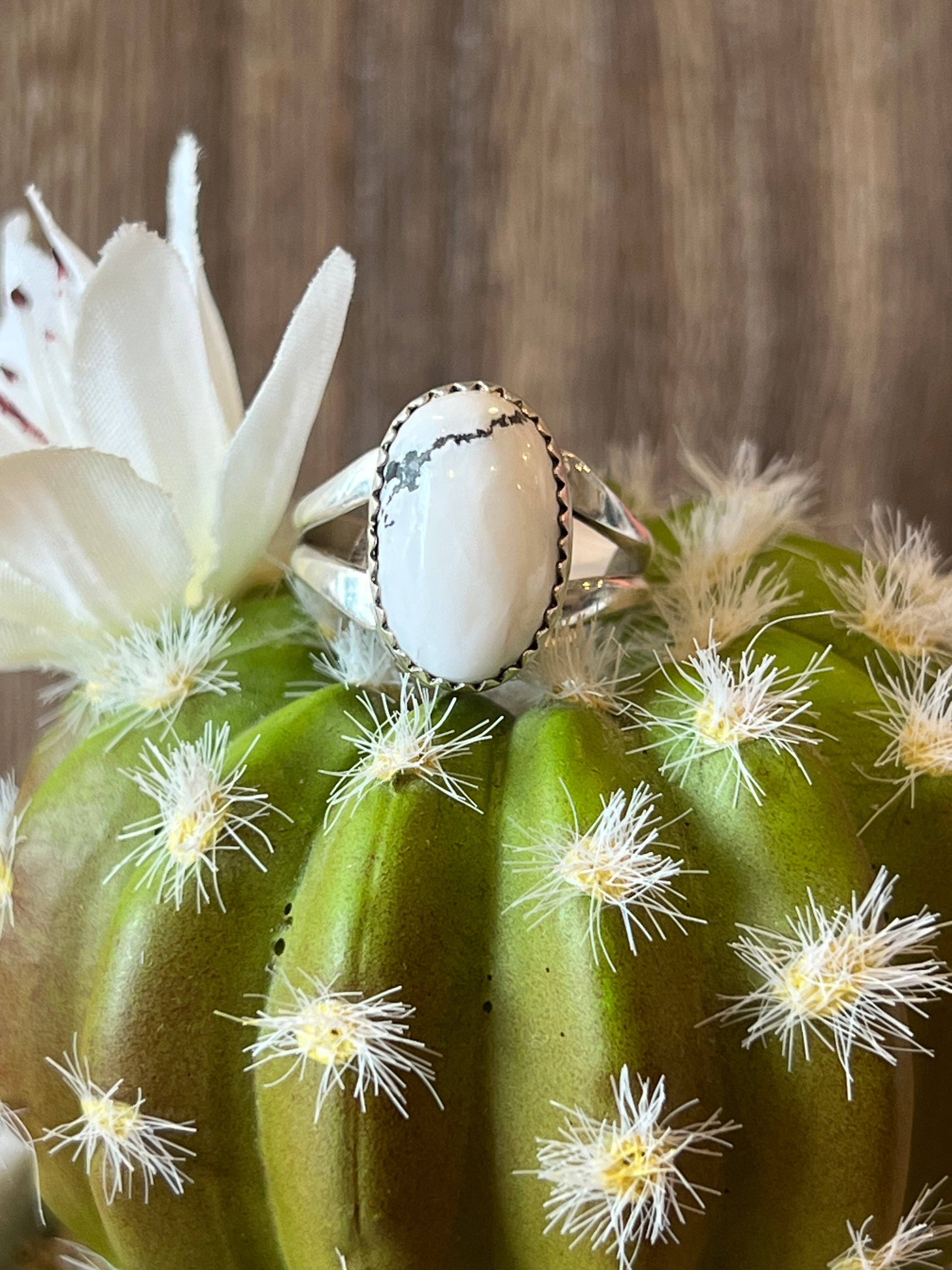 Strike White Buffalo Sterling Silver Ring