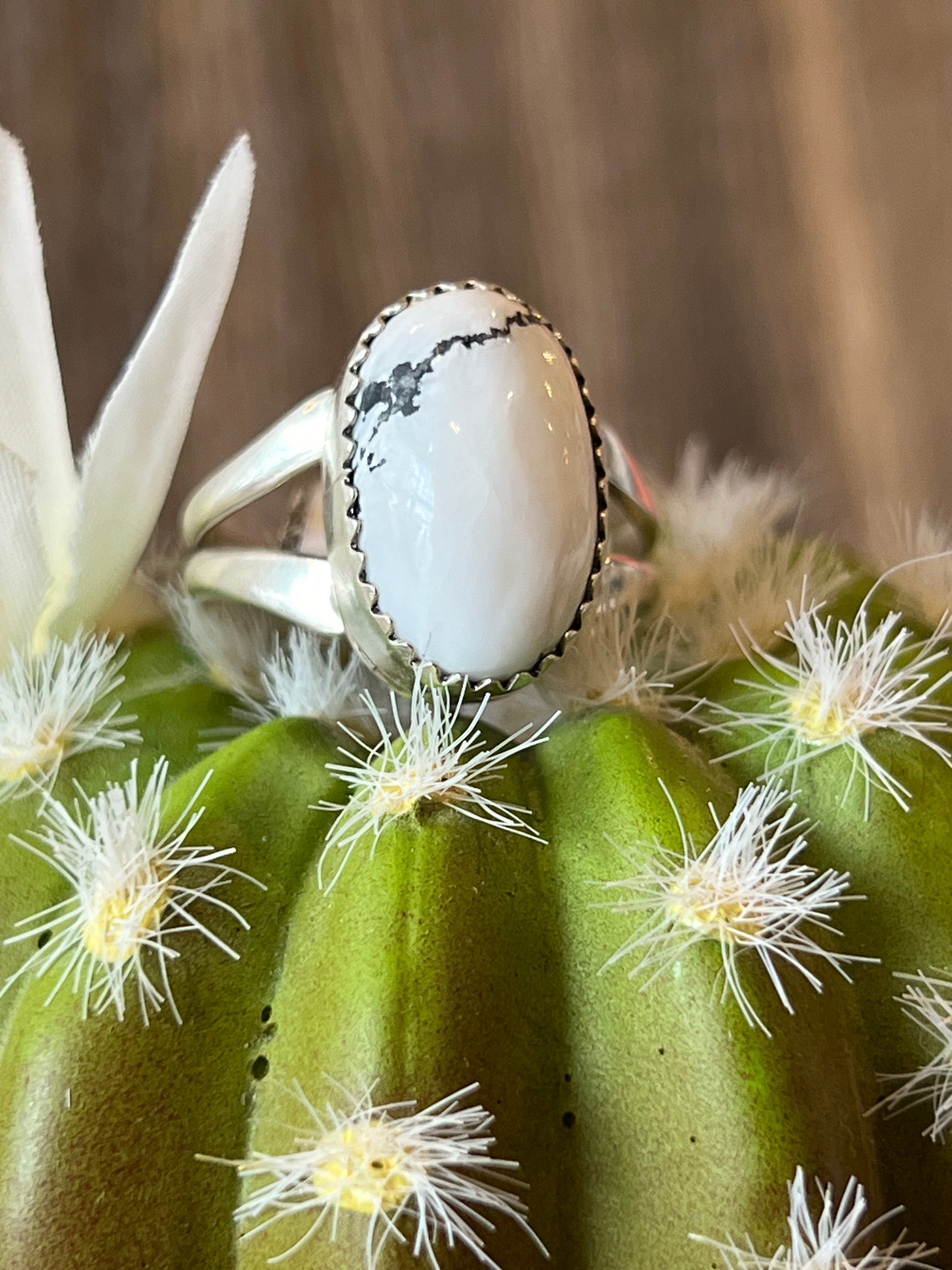 Strike White Buffalo Sterling Silver Ring