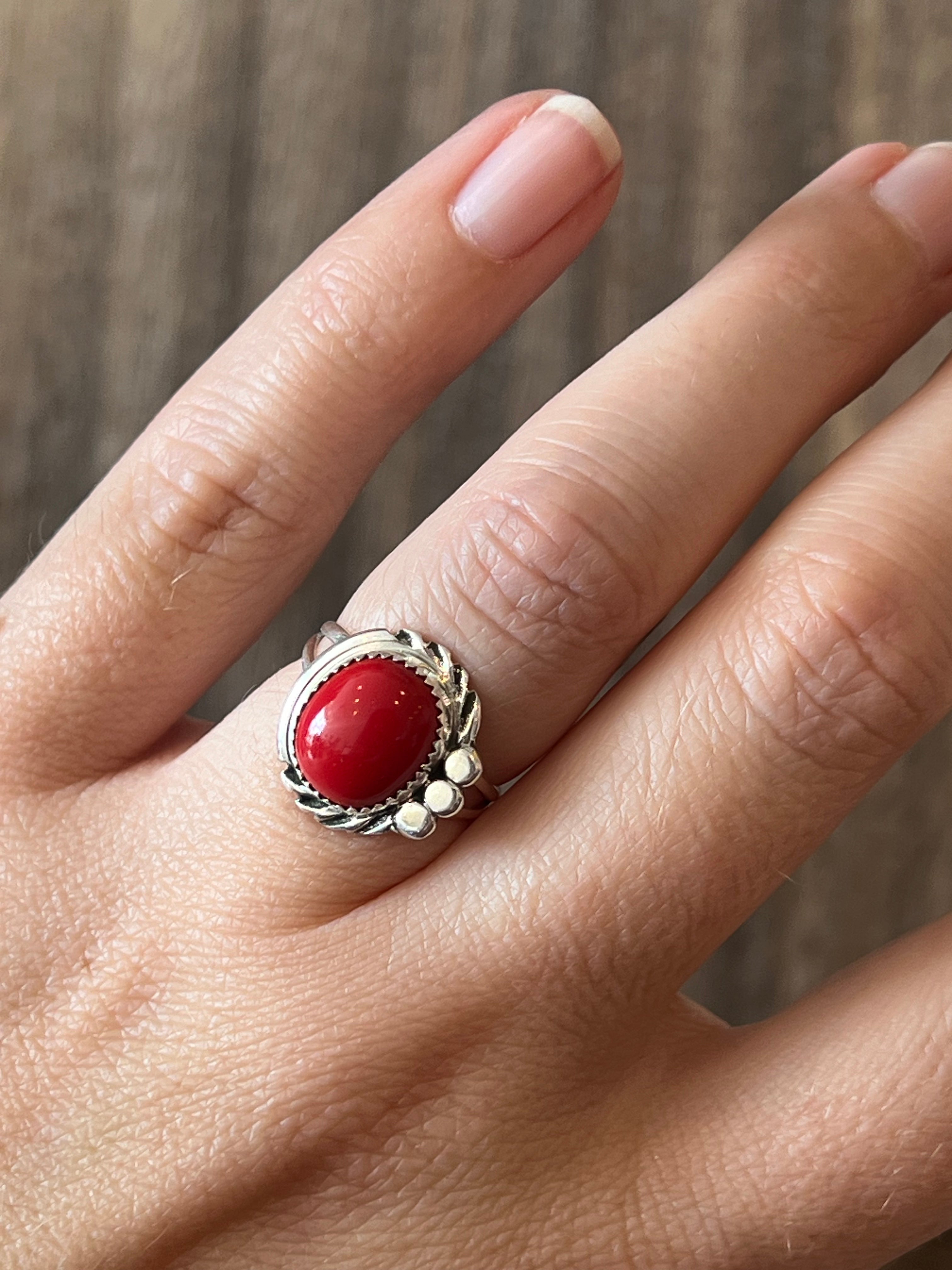 Coral Cutie Sterling Silver Ring