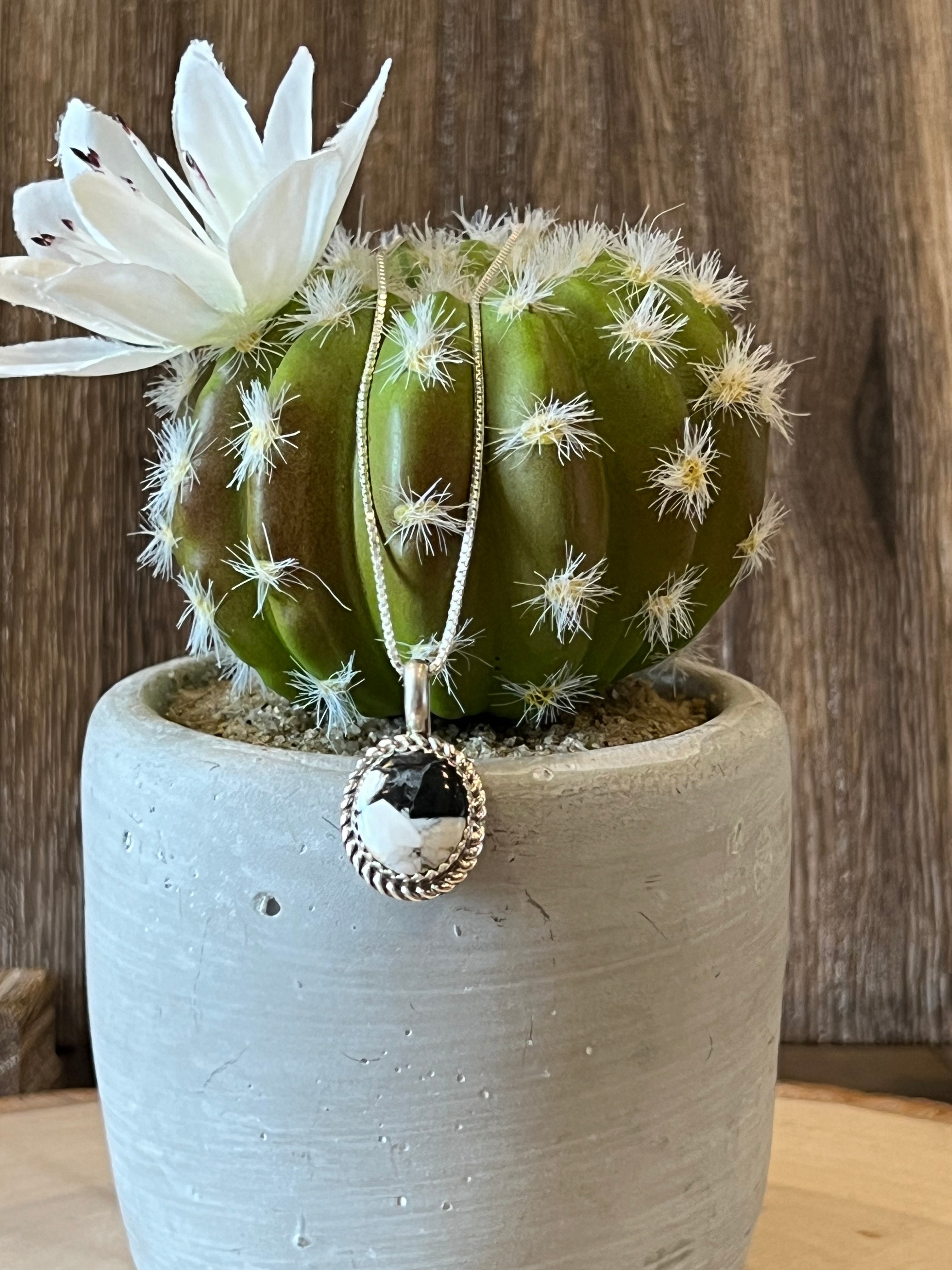 Circle White Buffalo Sterling Silver Necklace