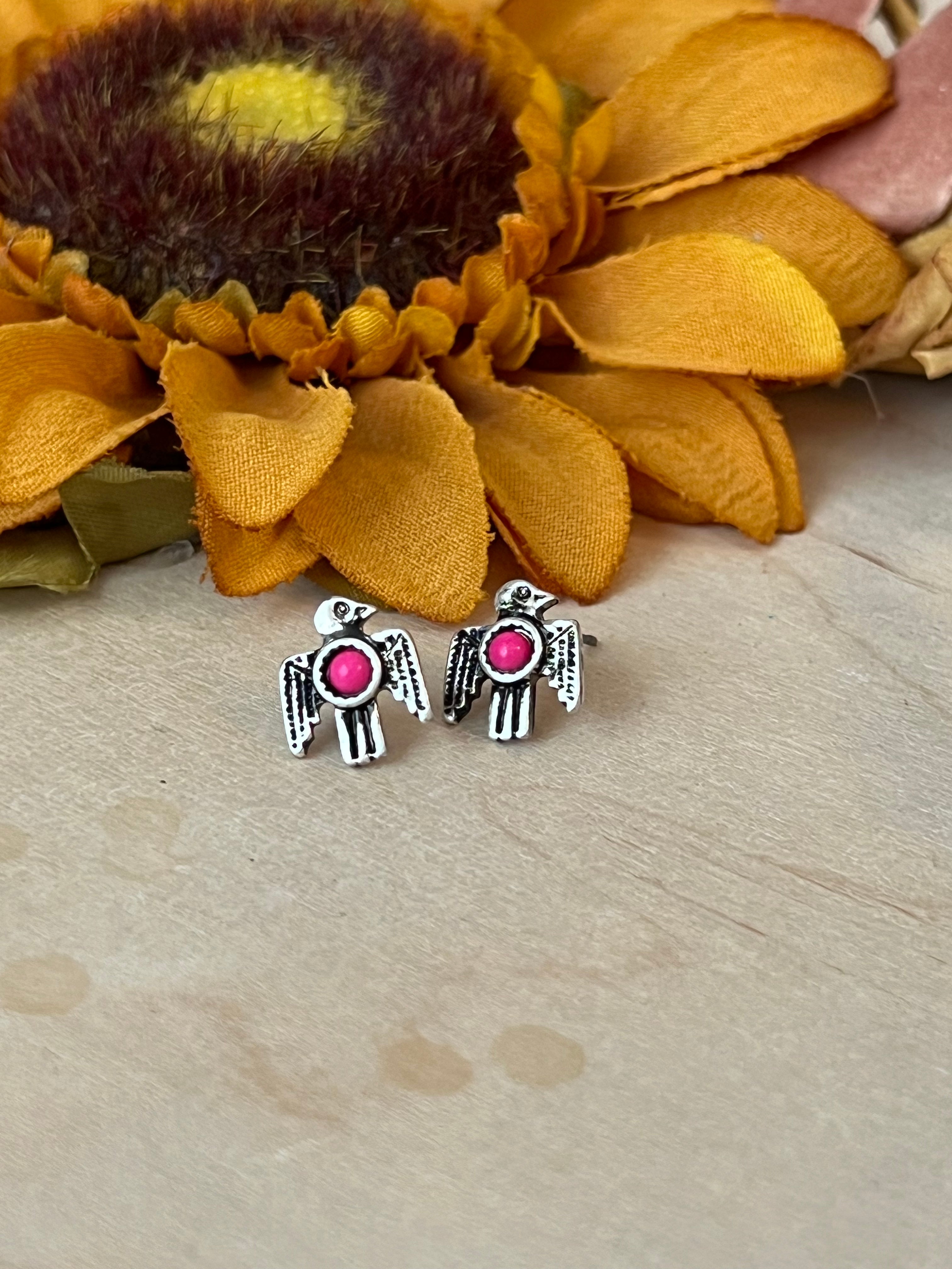 Hot Pink Thunderbird Stud Earrings