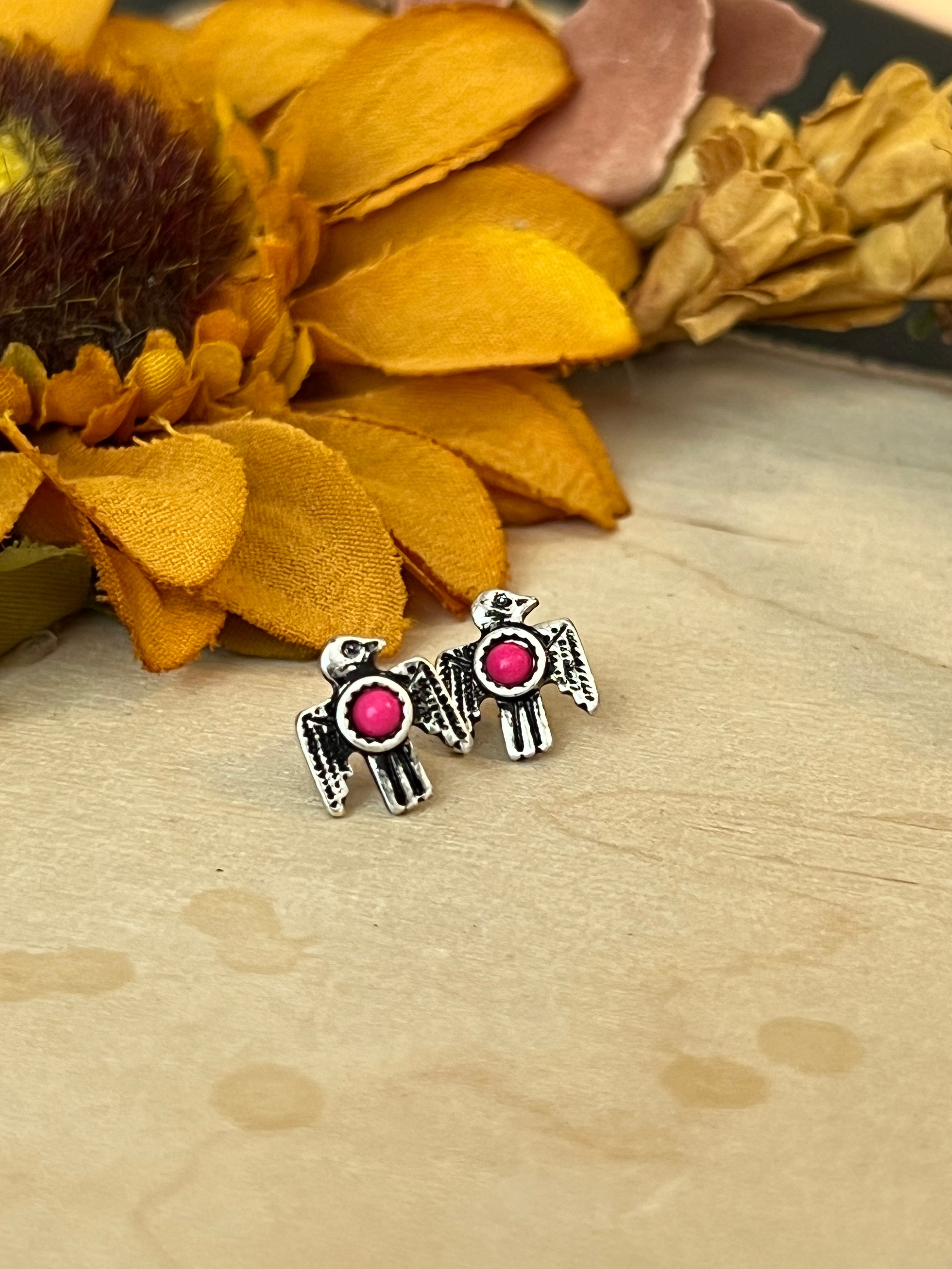 Hot Pink Thunderbird Stud Earrings