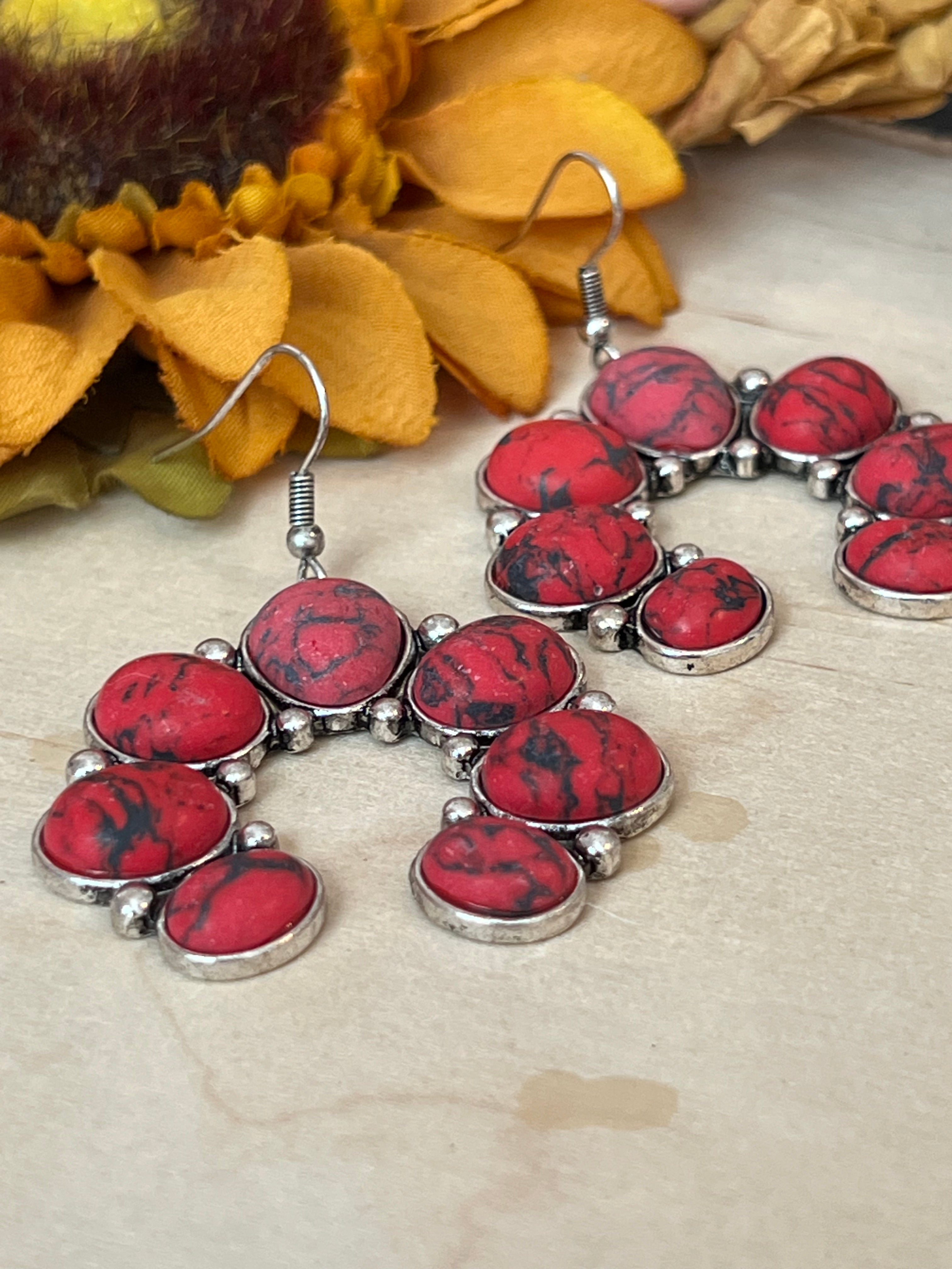 Red Naja Dangle Earrings