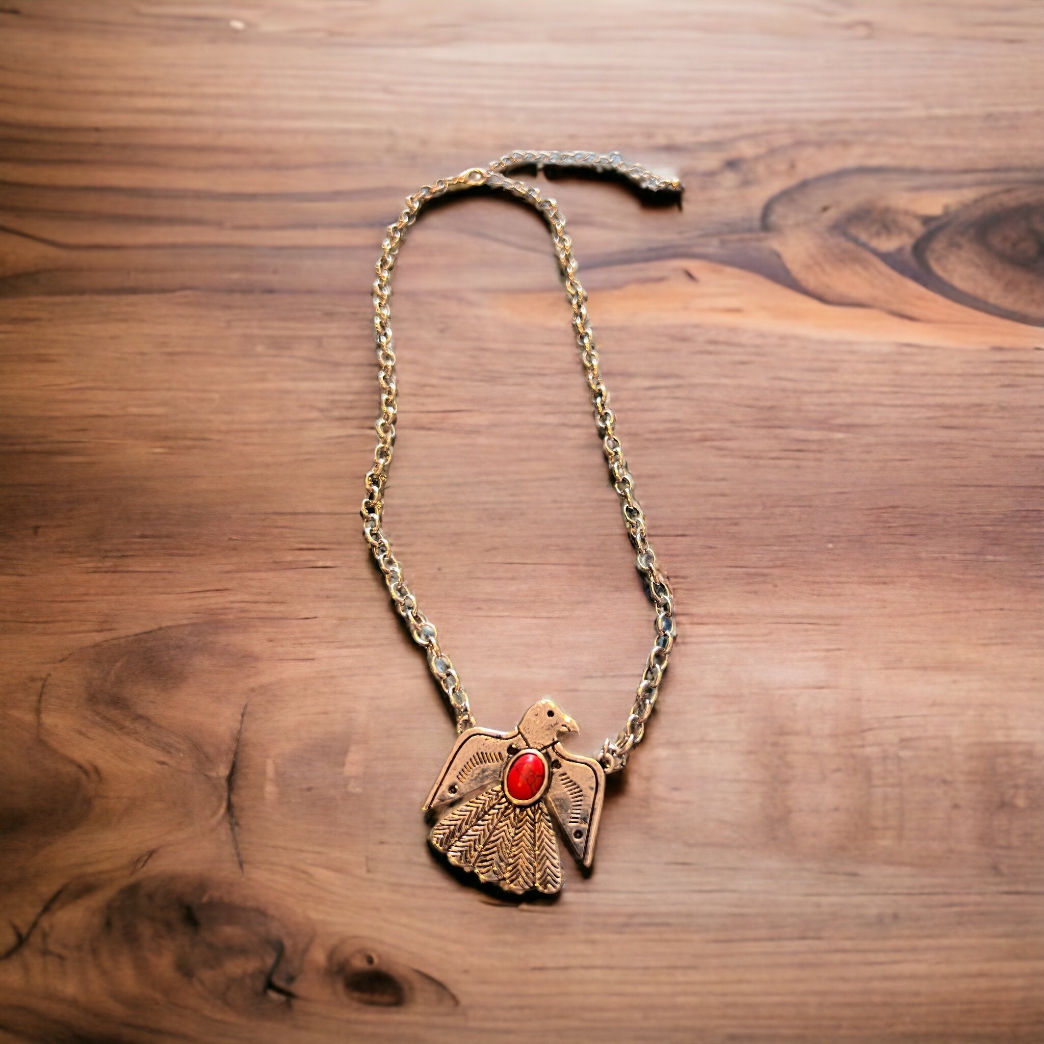Red T-Bird Pendant Necklace
