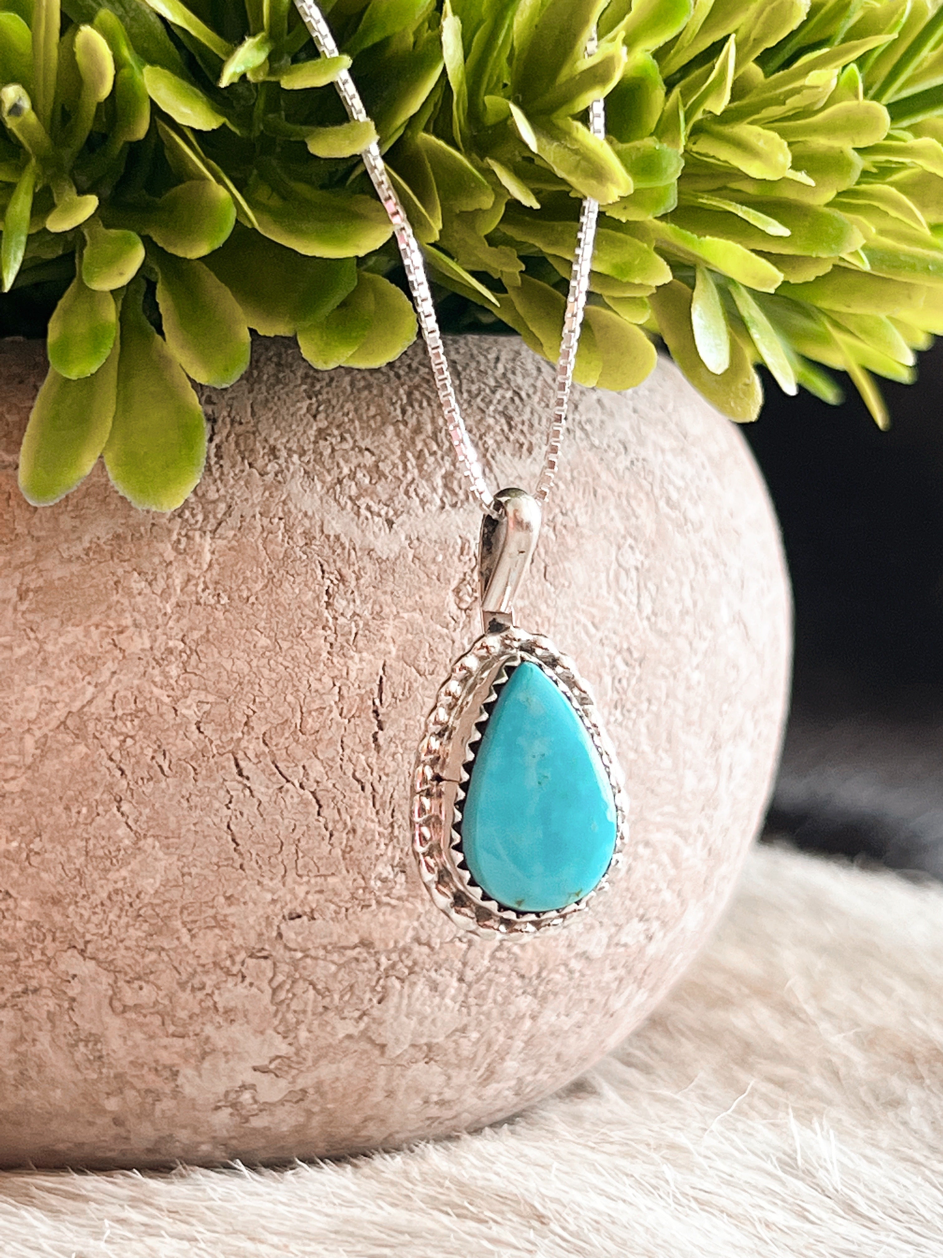 Turquoise Tear Sterling Silver Necklace