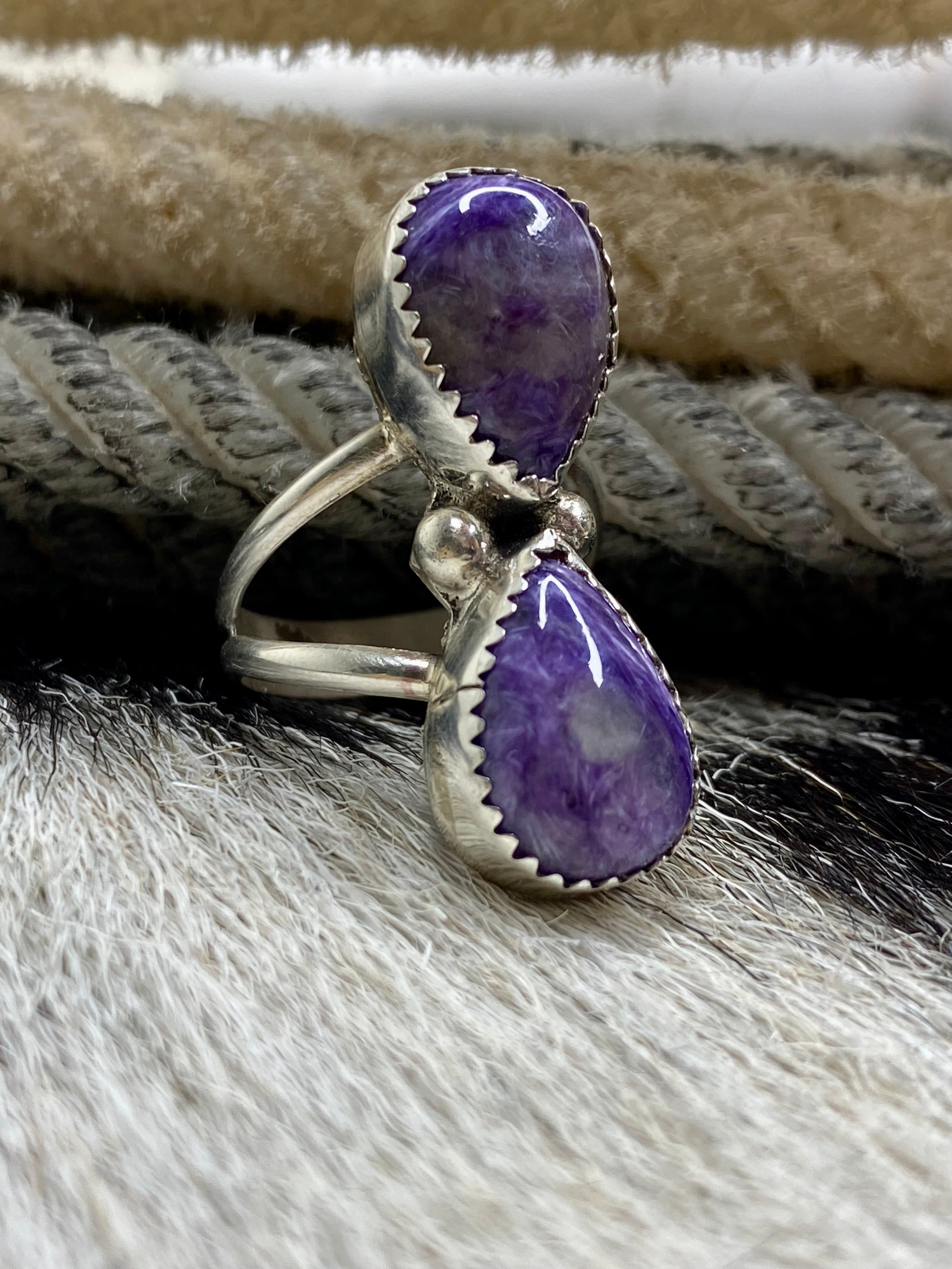 Amethyst Twins Sterling Silver Ring