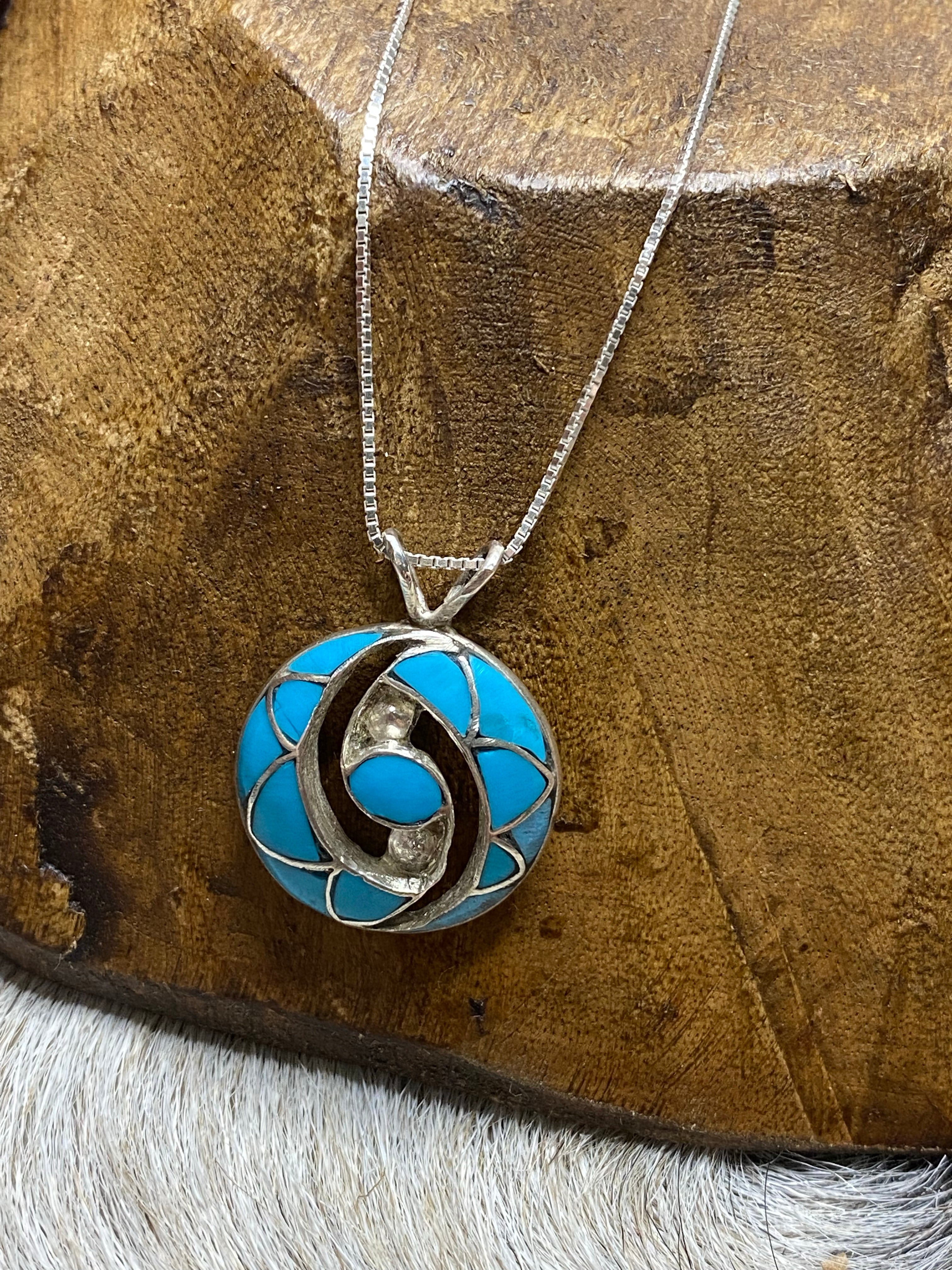 Turquoise Flower Sterling Silver Necklace