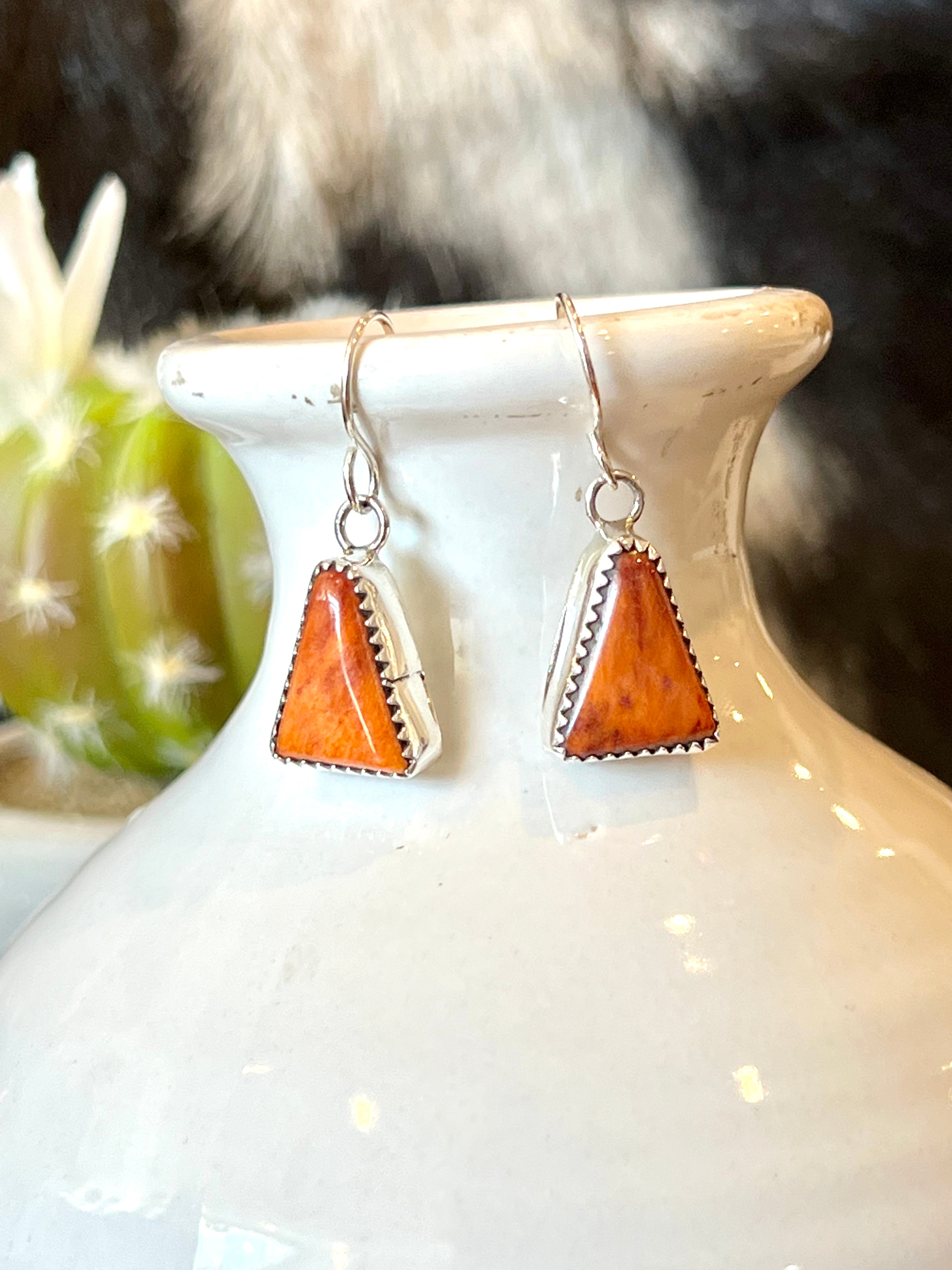 Spiny Triangle Sterling Silver Earrings