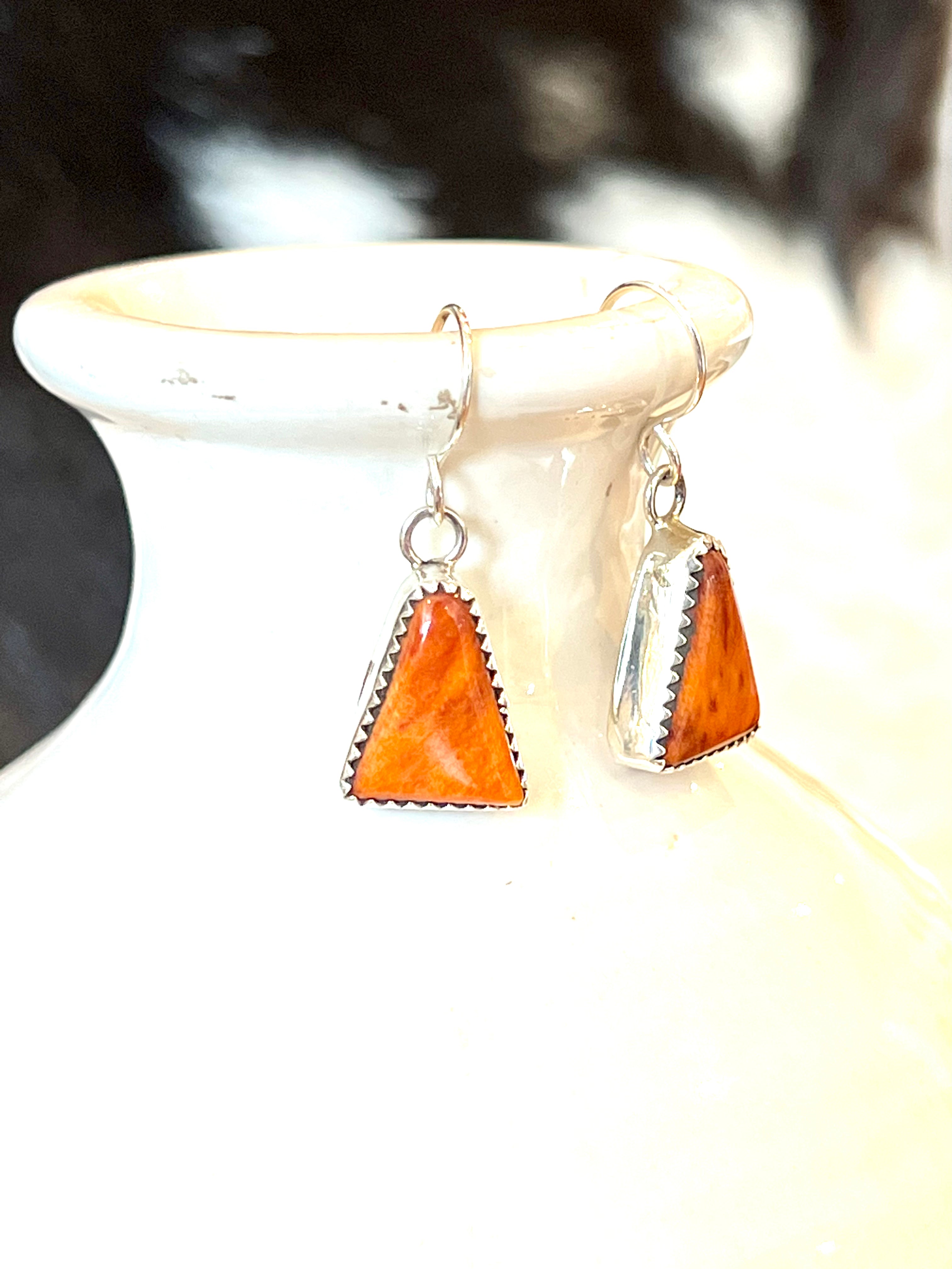 Spiny Triangle Sterling Silver Earrings