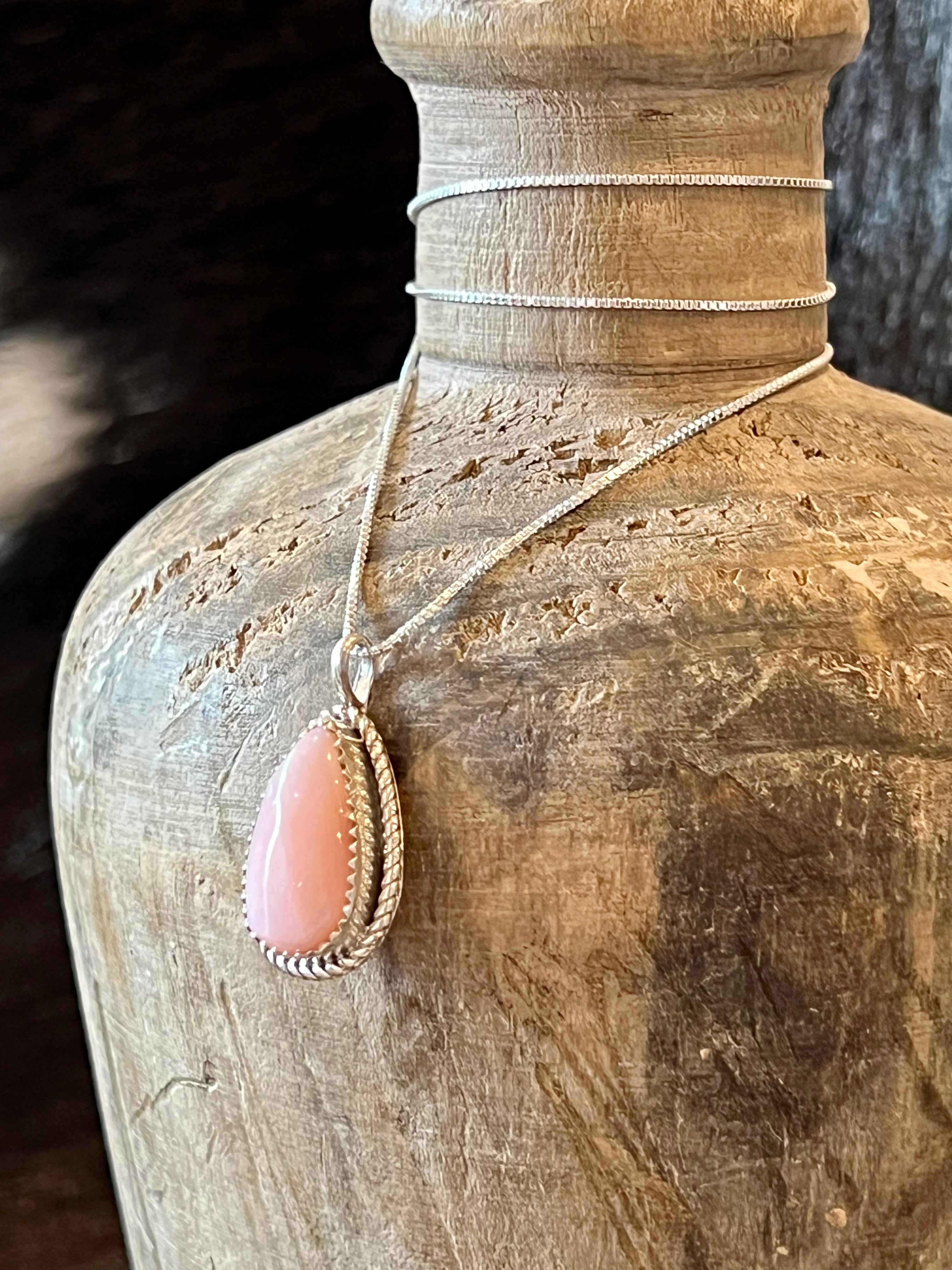 Pink Opal Tears Sterling Silver Necklace