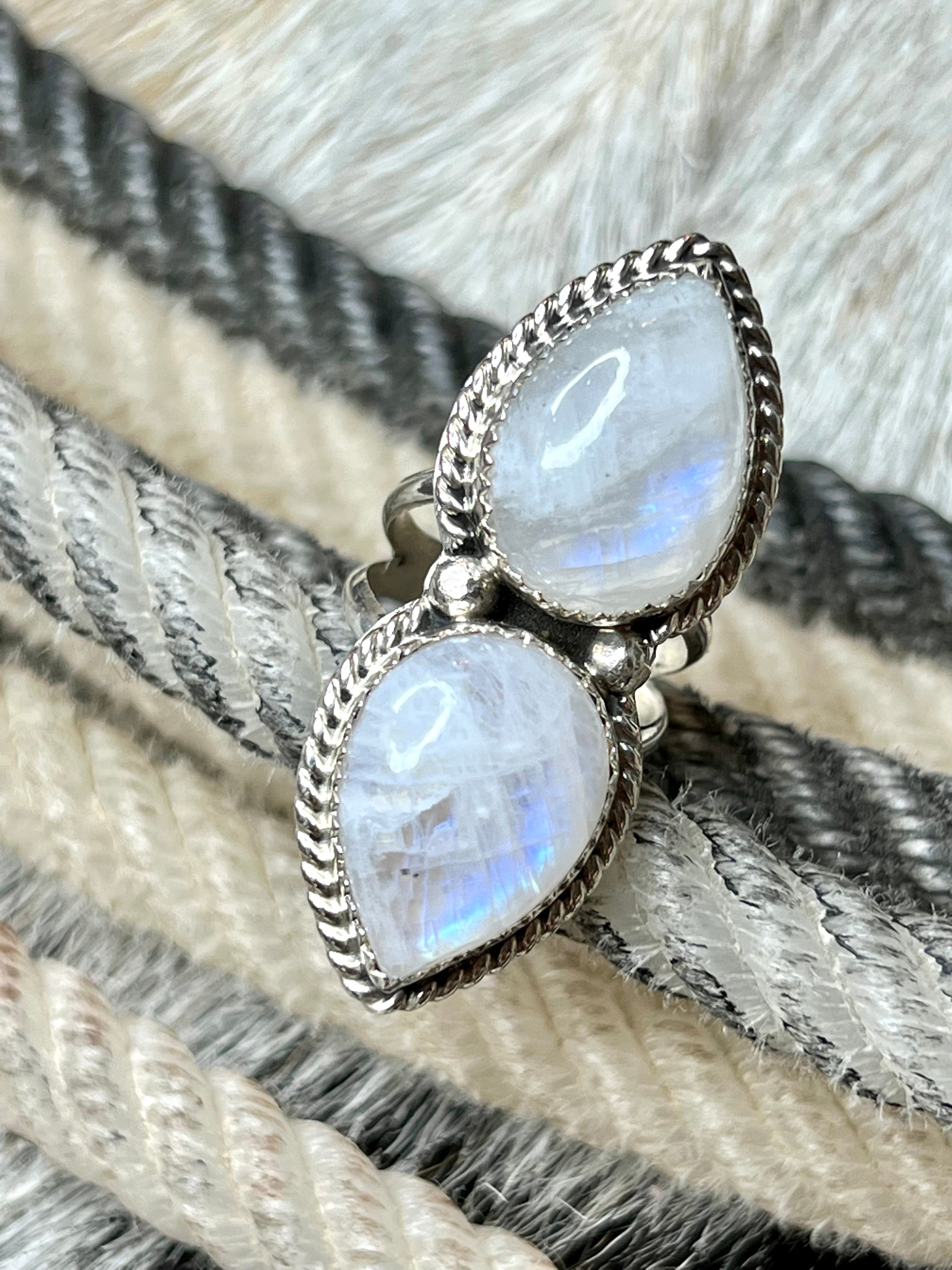 Seeing Double Moon Stone Sterling Silver Ring