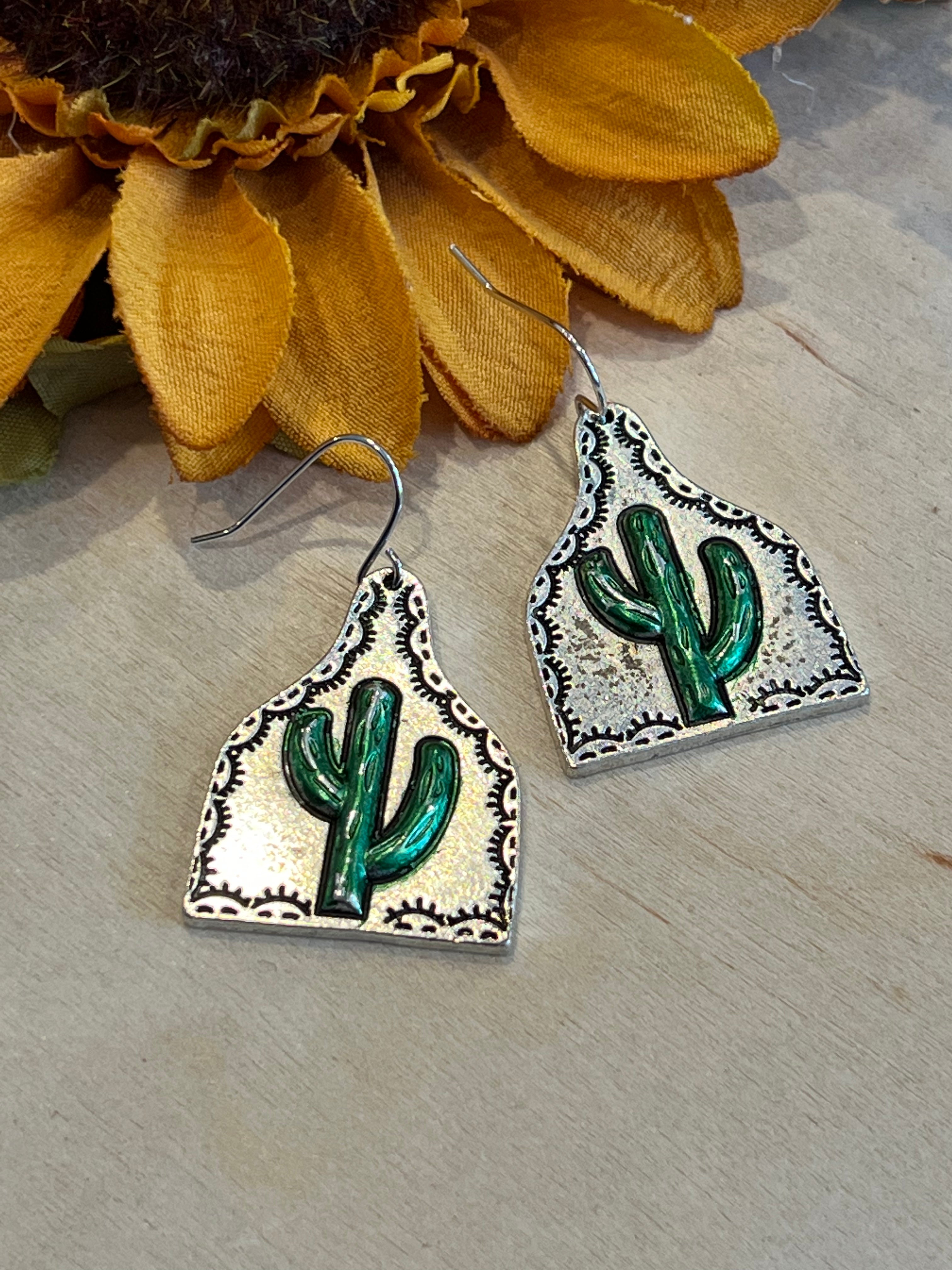 Cactus Cowtag Earrings