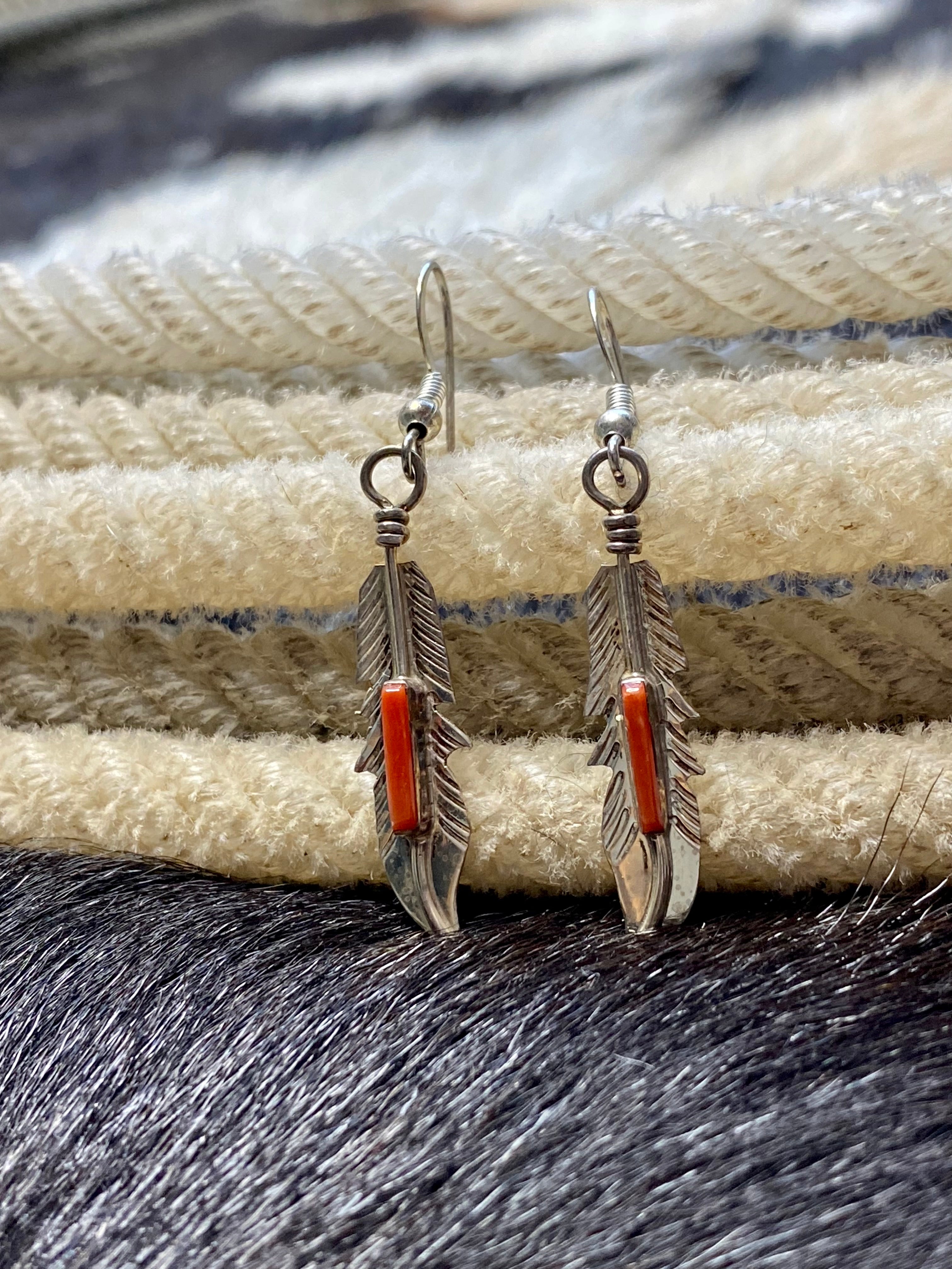 Coral Feather Sterling Silver Earrings