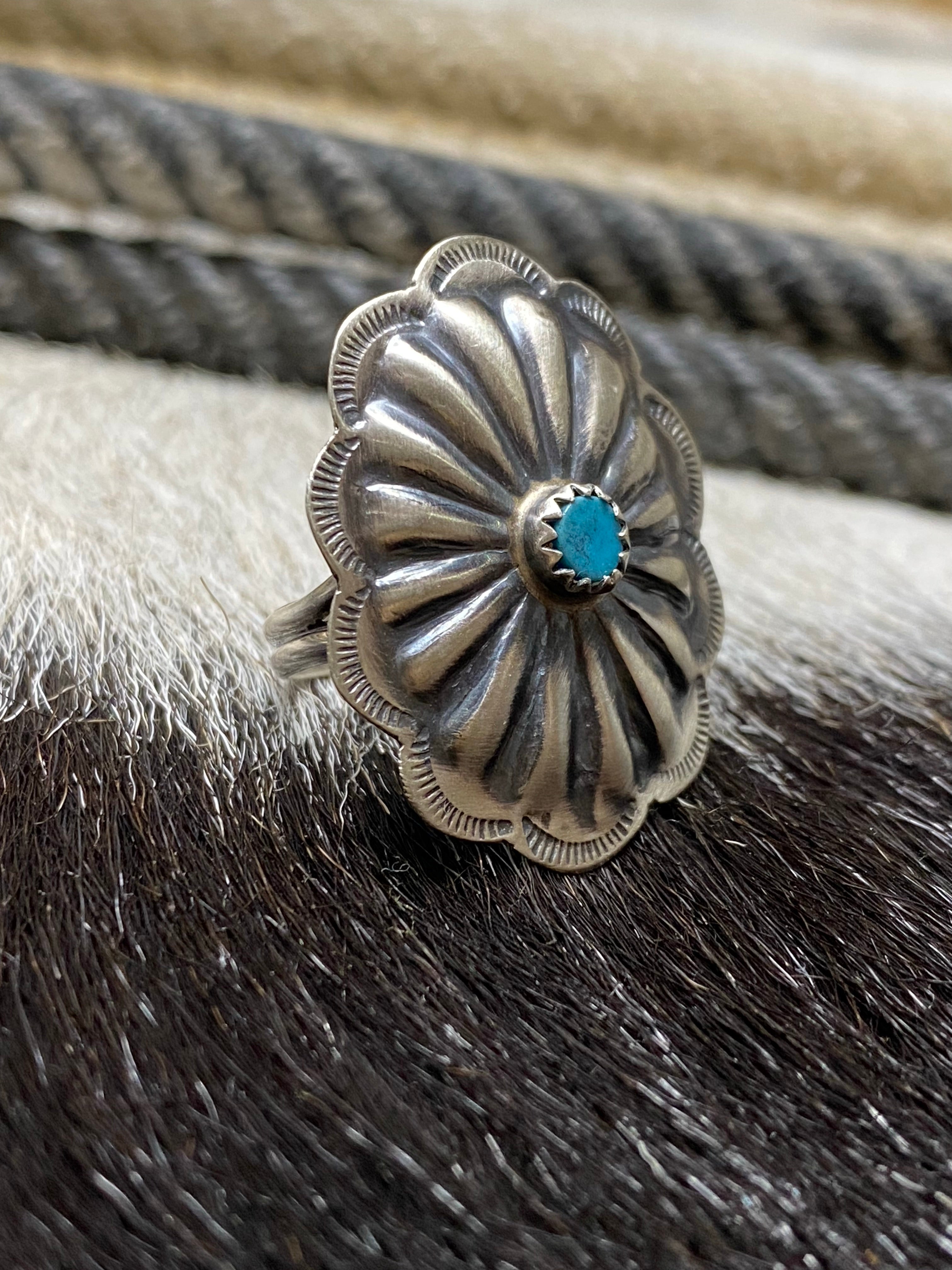 Concho Turquoise Sterling Silver Ring