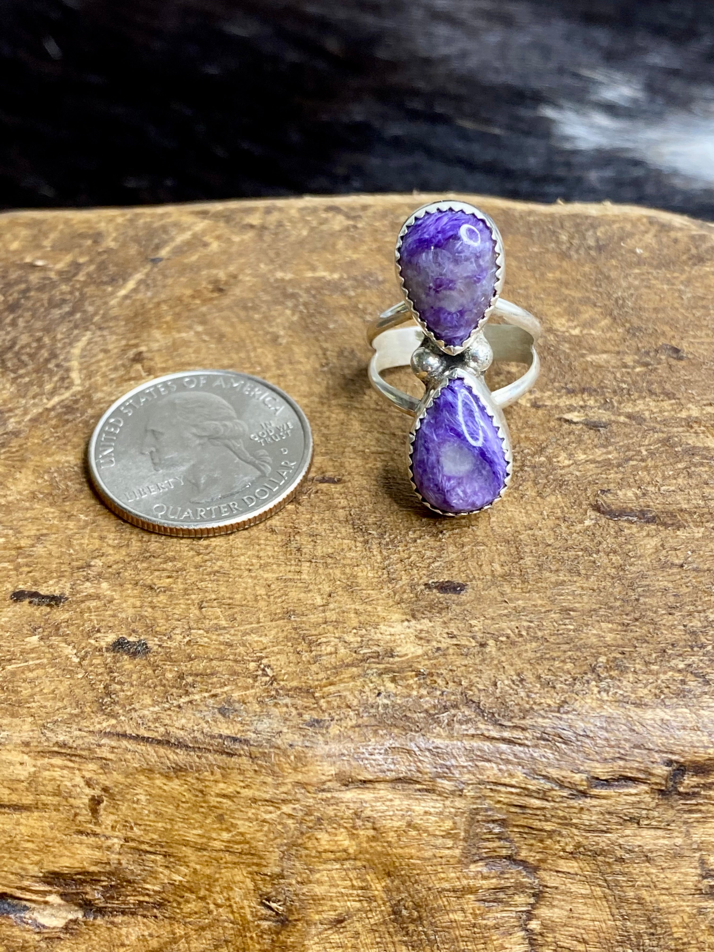 Amethyst Twins Sterling Silver Ring