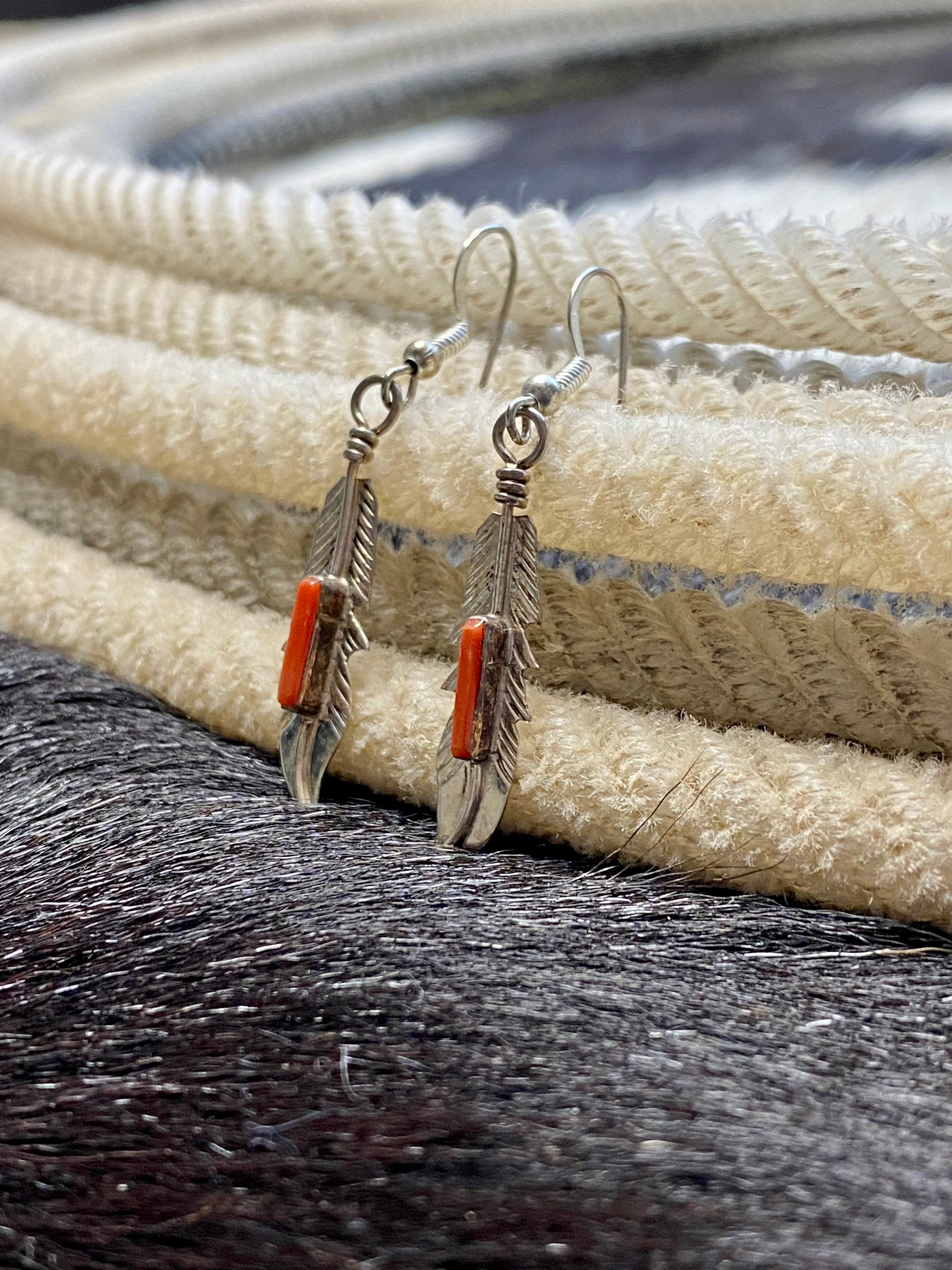 Coral Feather Sterling Silver Earrings