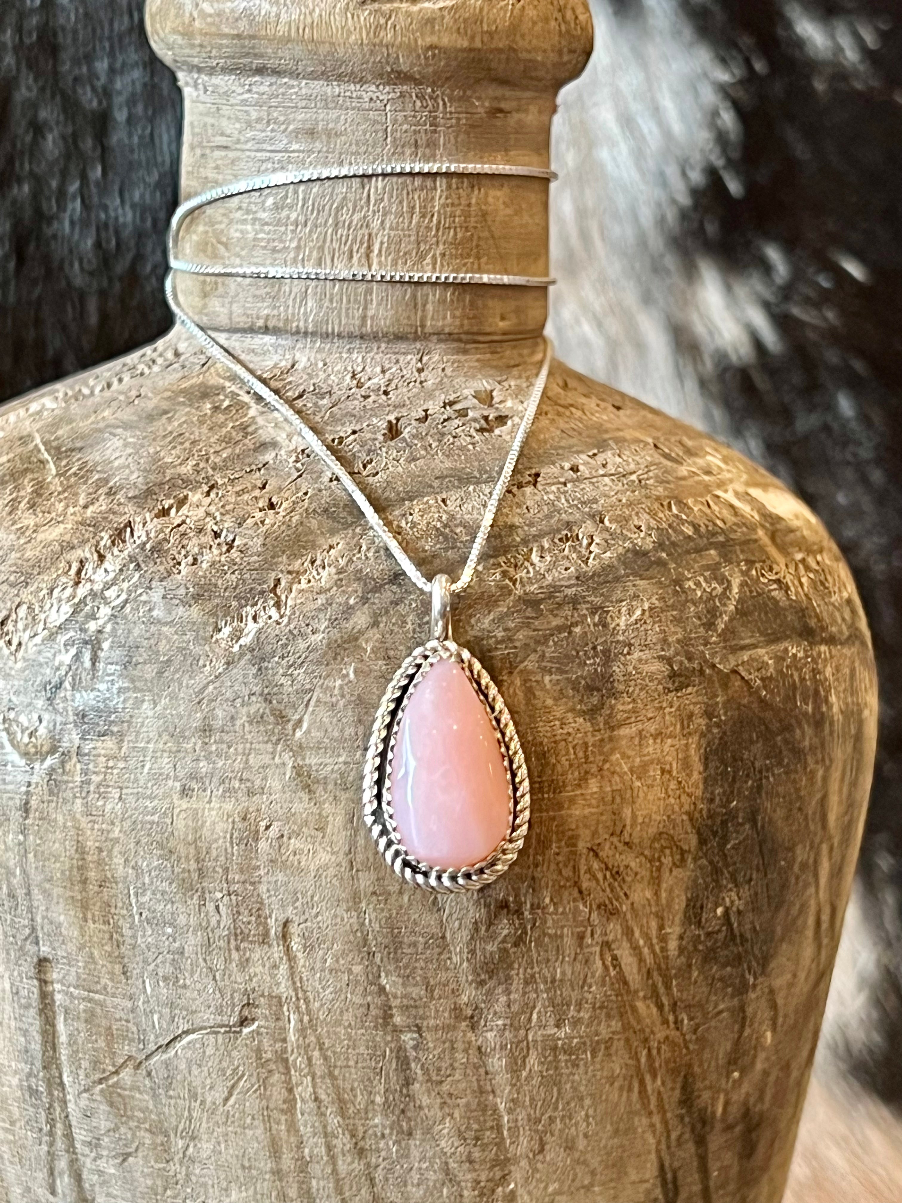 Pink Opal Tears Sterling Silver Necklace