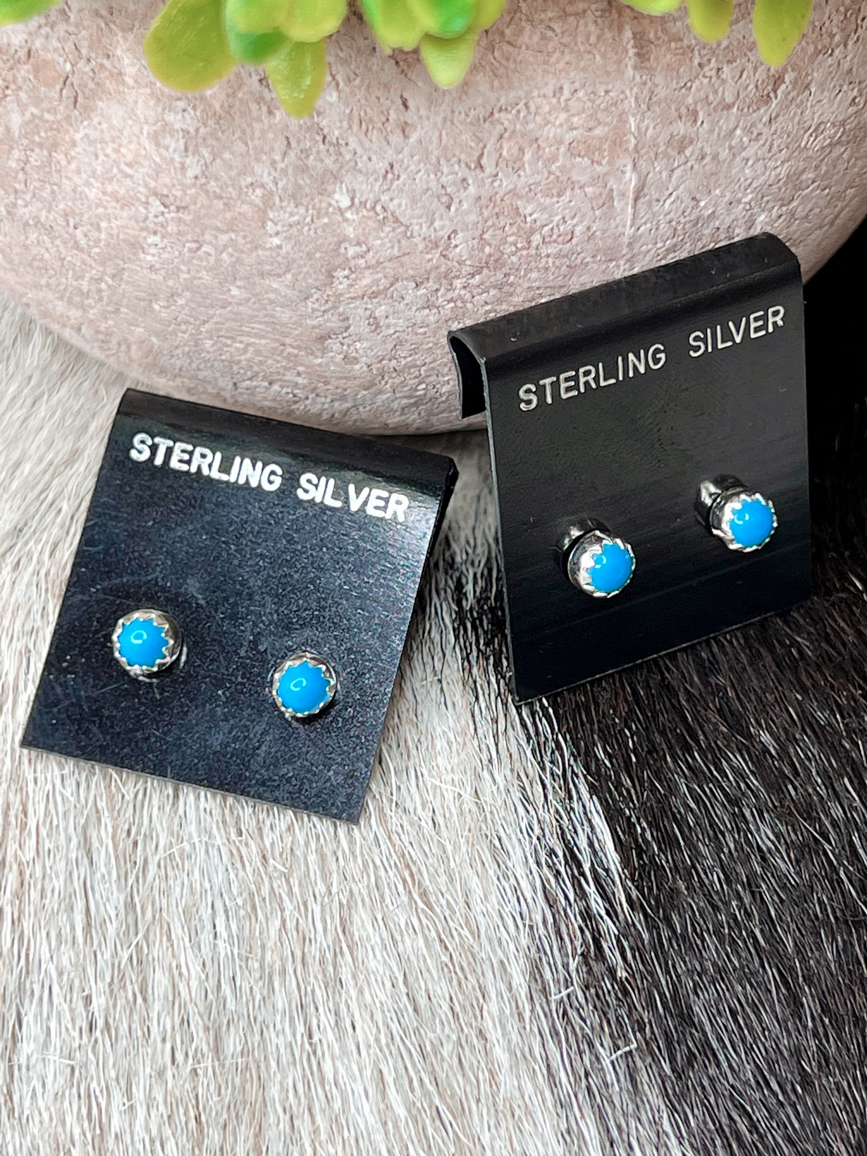 Little Bitty Turquoise Sterling Silver Earrings