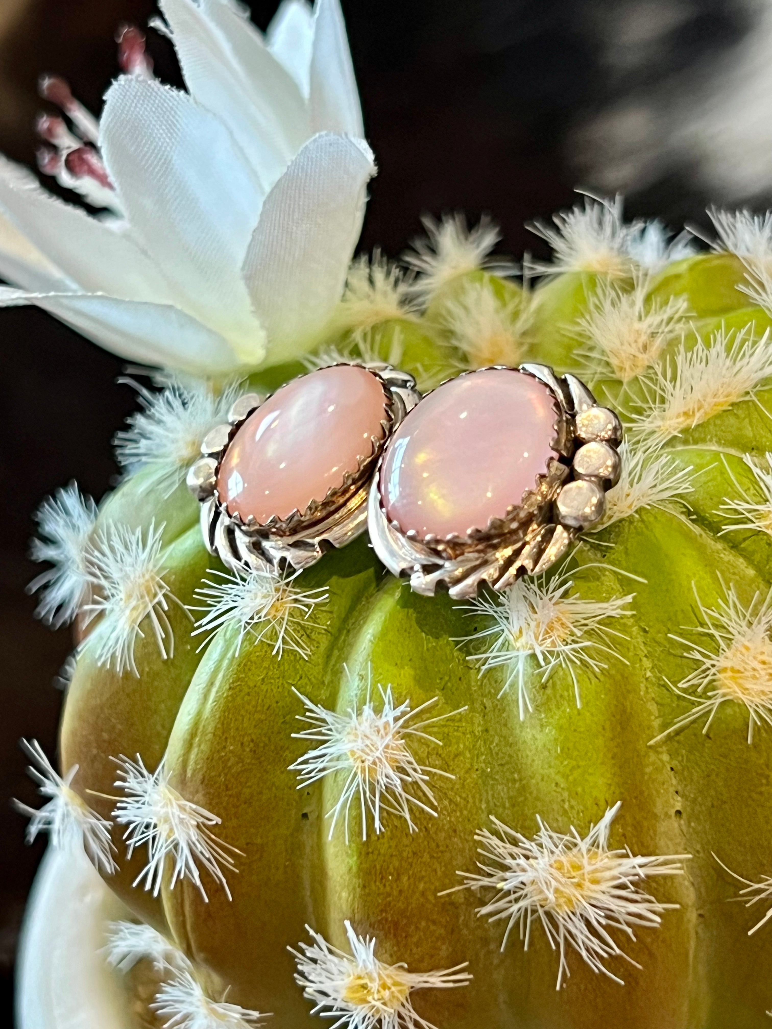 Pink Mother Of Pearl Sterling Silver Earrings